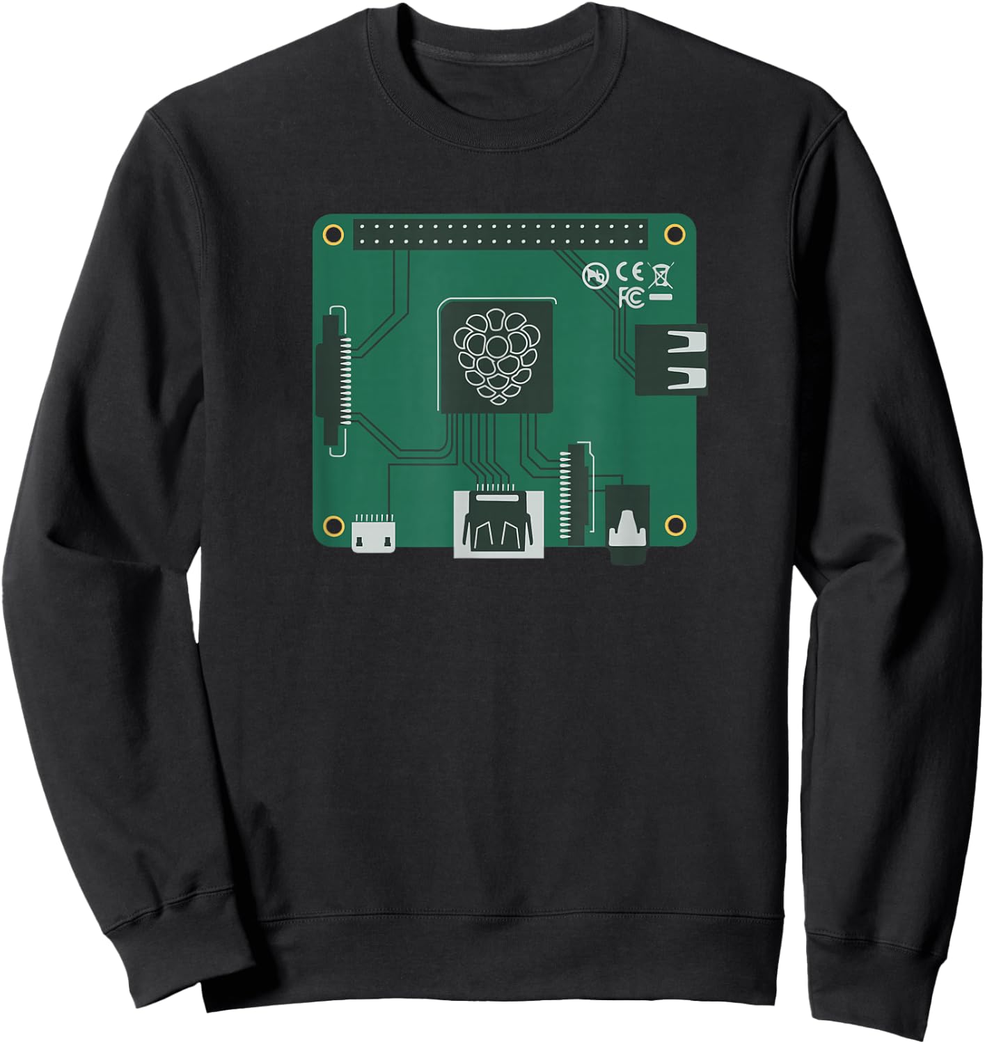 Green Raspberry Pi (Micro Computer Design) Sweatshirt - Sweatshirt | Black
