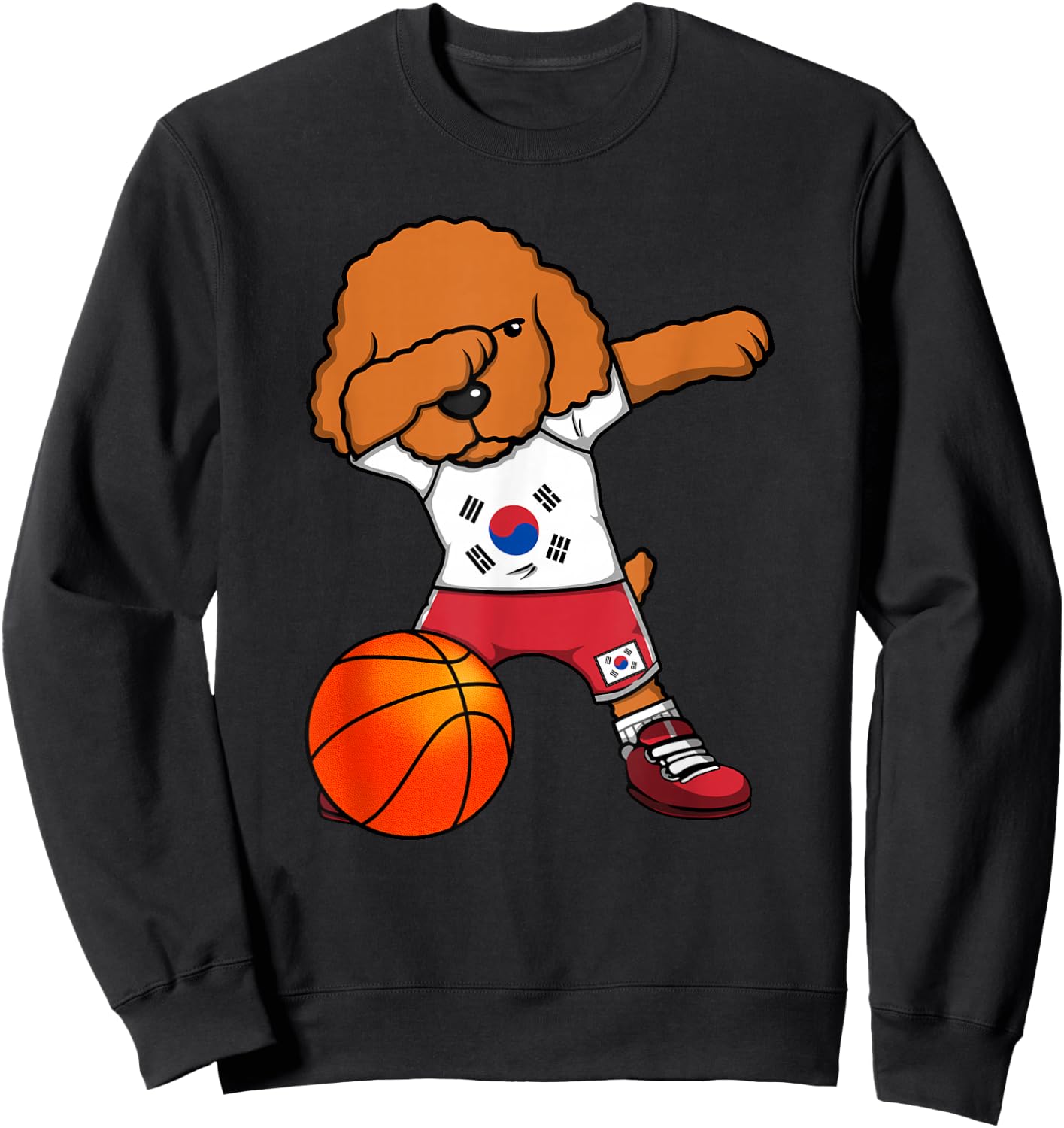 Dabbing Poodle South Korea Jersey Korean Basketball Fans Sweatshirt - Sweatshirt | Black