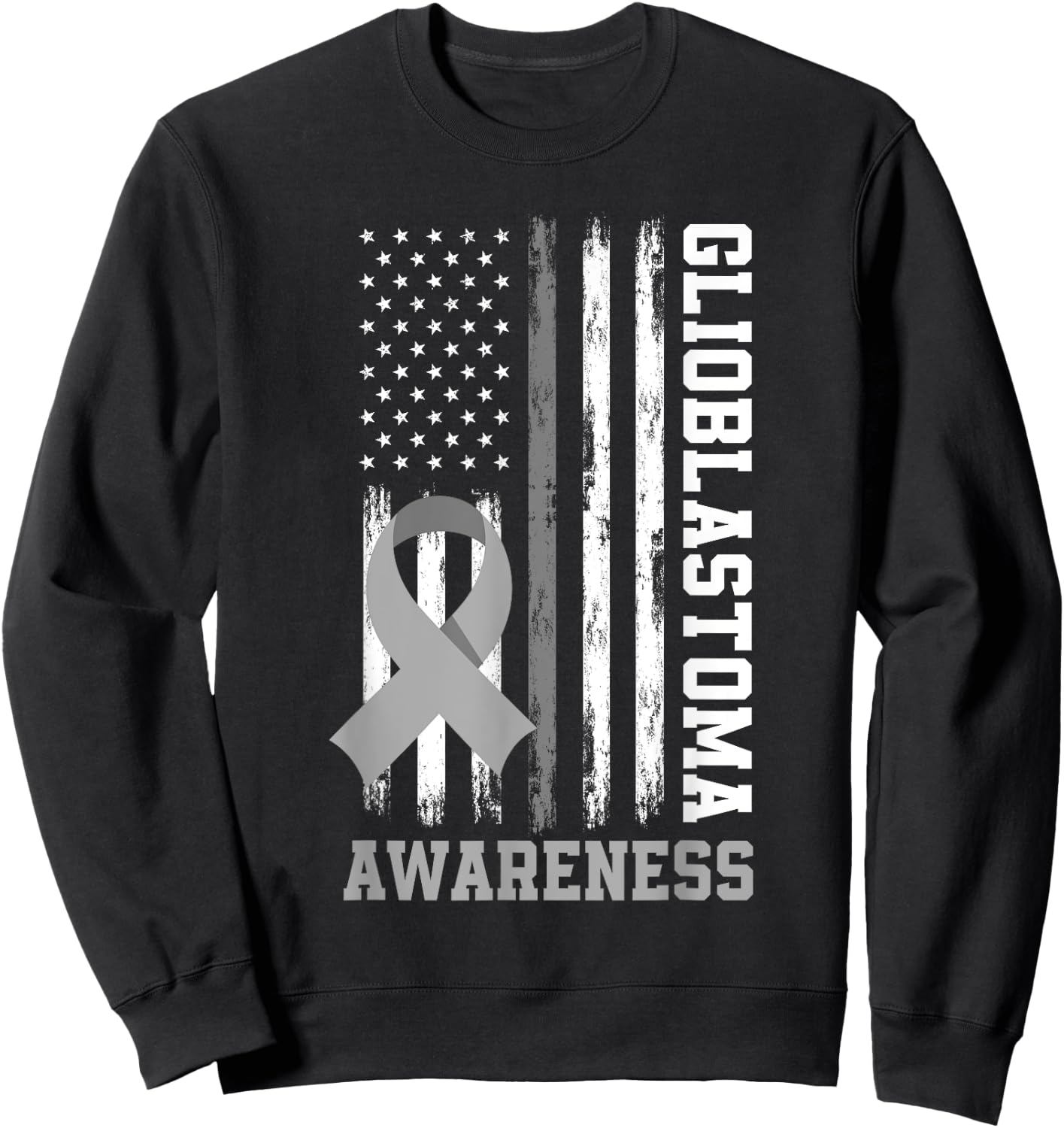 Patriotic US Flag Glioblastoma Awareness Sweatshirt - Sweatshirt | Black