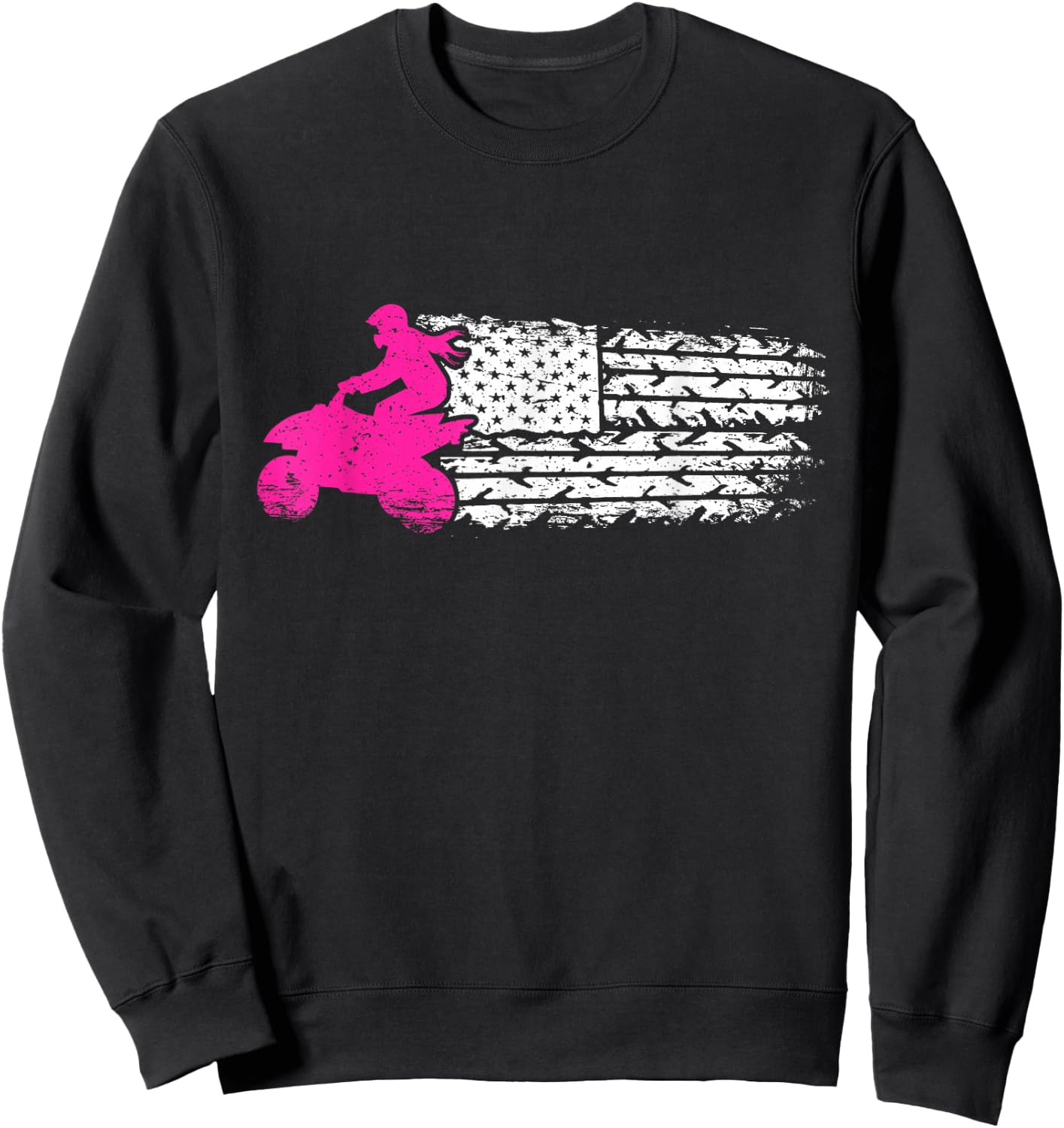 Patriotic USA Flag ATV 4-Wheeler Quad Biker Girl Sweatshirt - Sweatshirt | Black
