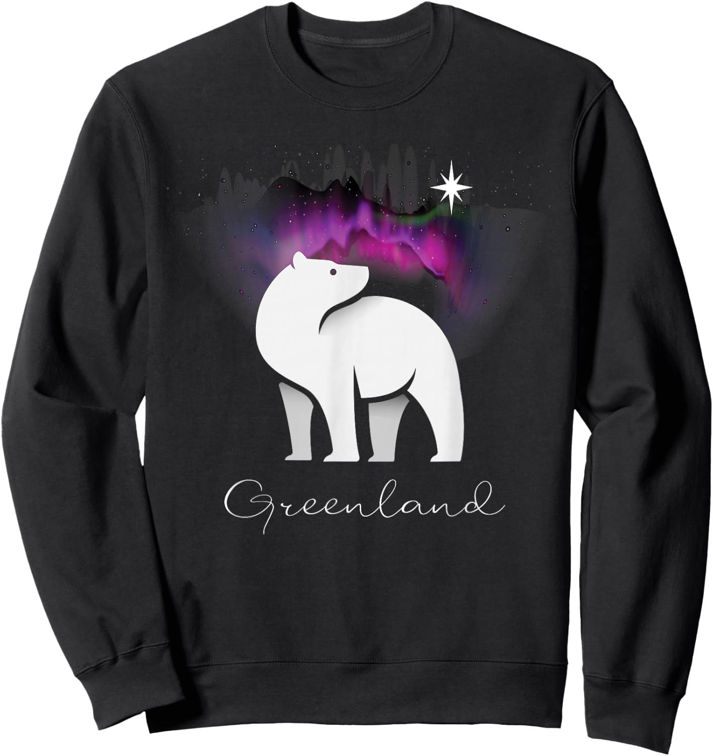 Greenland Northern Lights Arctic Polar Bear Souvenir Sweatshirt - Sweatshirt | Black