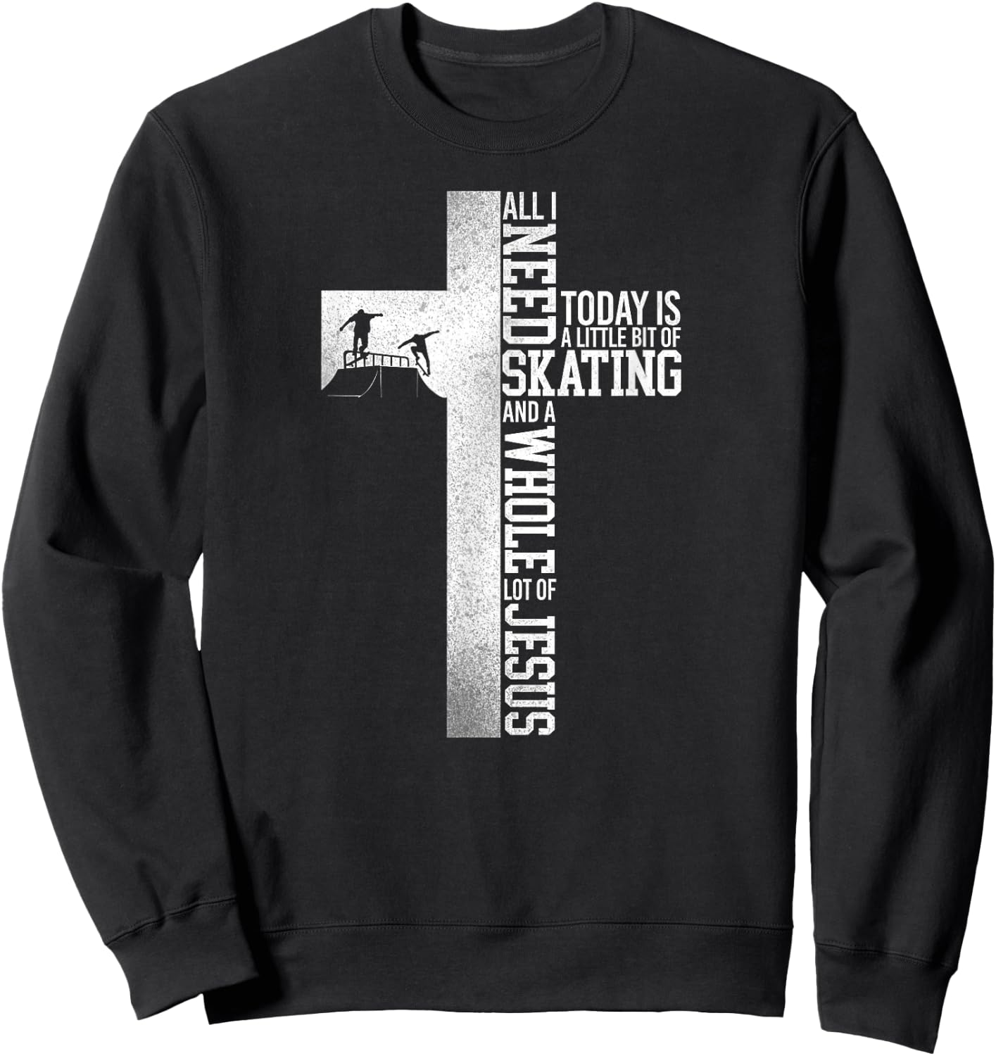 Skateboard A Whole Lot Of Jesus Cross Faith Vintage Sweatshirt - Sweatshirt | Black