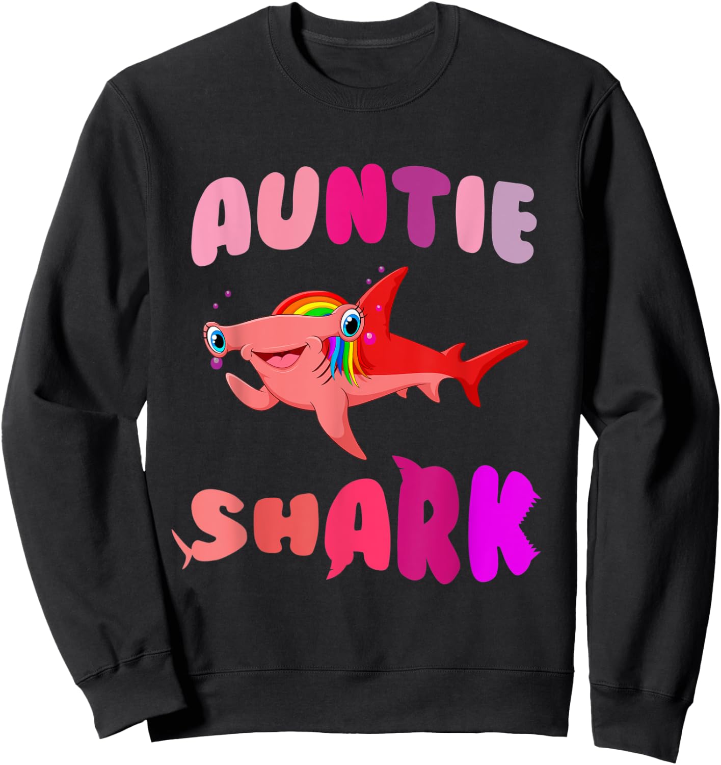 Auntie Shark hammerhead birthday family shark matching Sweatshirt - Sweatshirt | Black