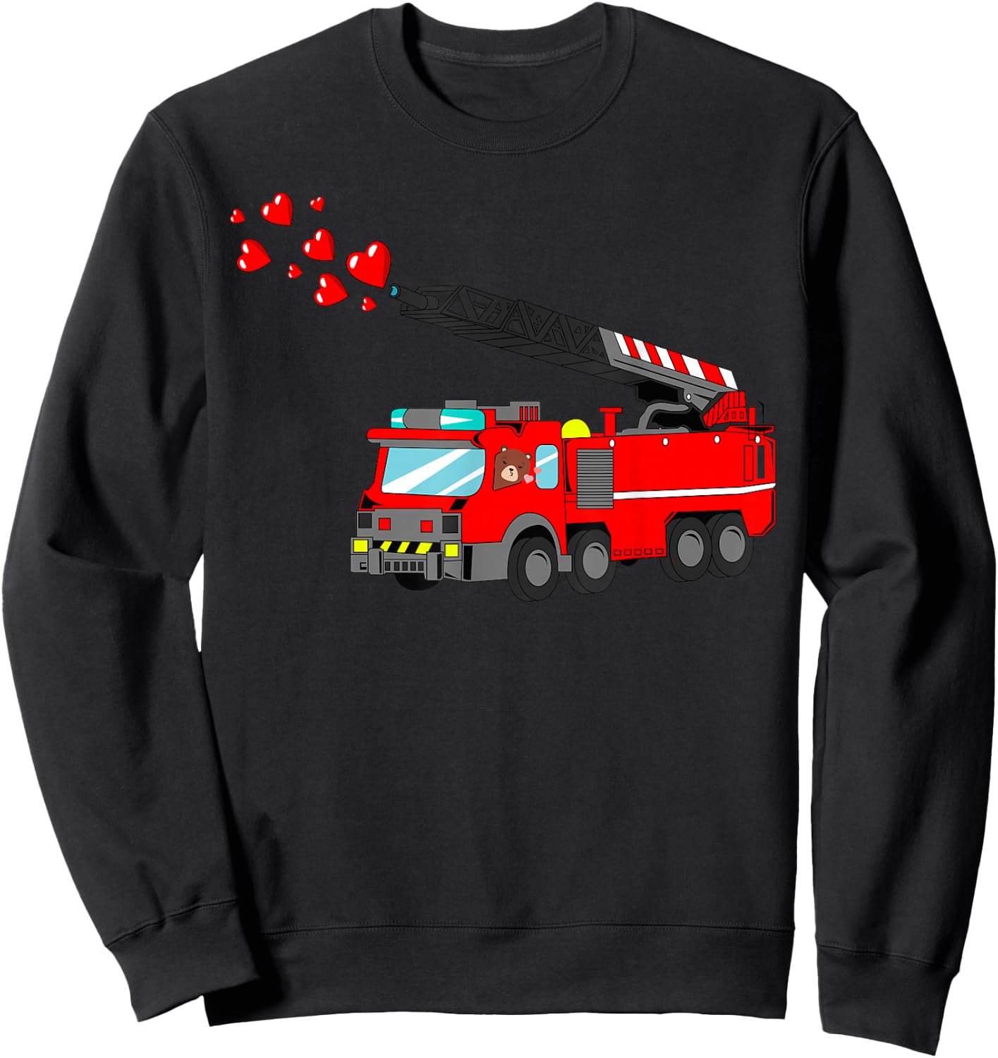 Loads Of Love FireTruck Valentine Day - Firefighter T Shirt Sweatshirt - Sweatshirt | Black
