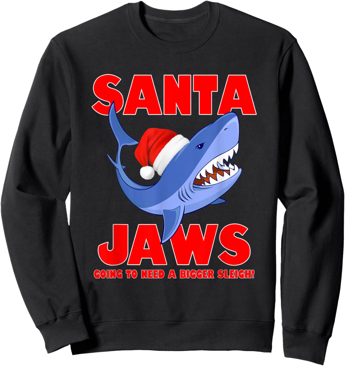 Santa Jaws shark Christmas funny design Sweatshirt - Sweatshirt | Black