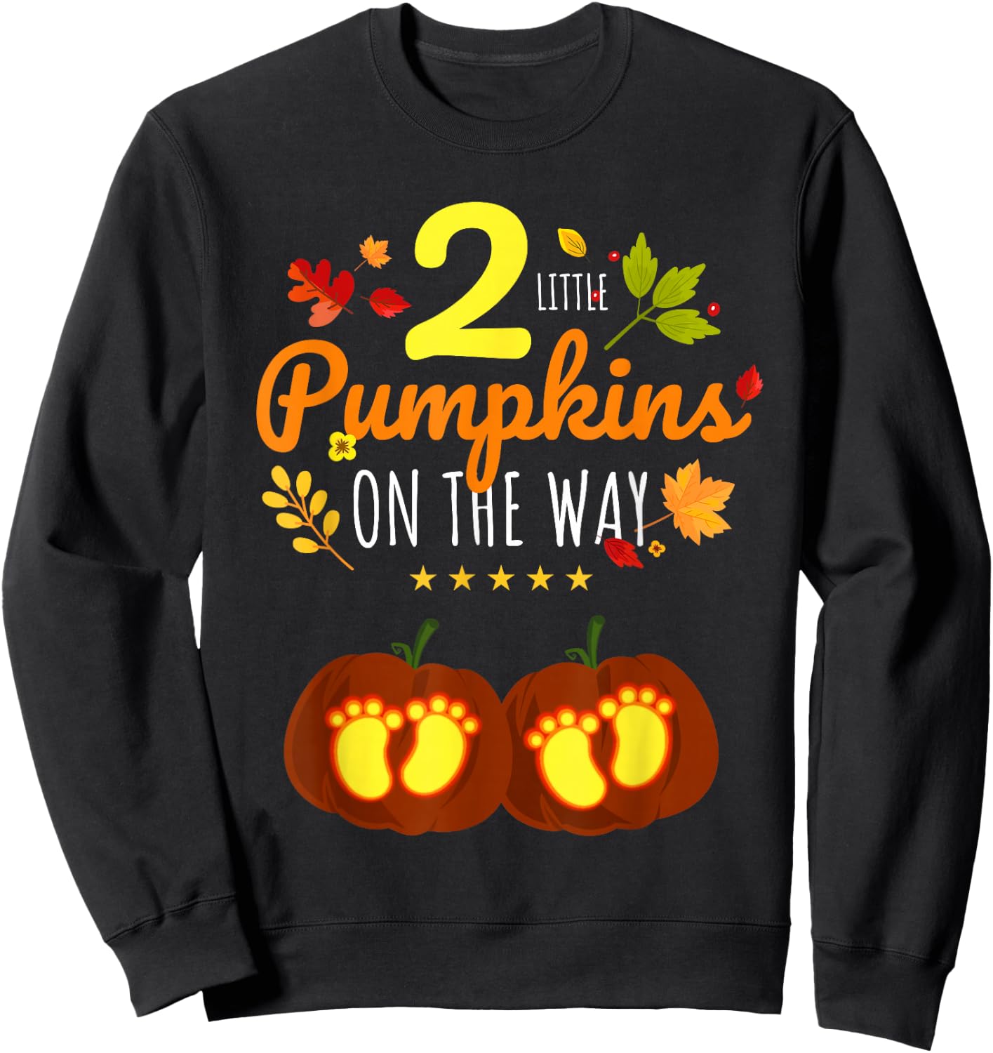 Twins Halloween Pregnancy Shirt Cute Twins Pumpkin Pregnant Sweatshirt - Sweatshirt | Black