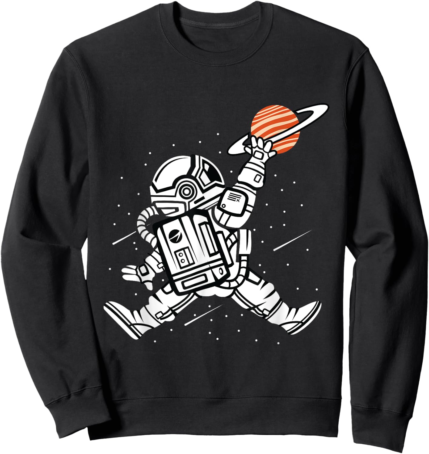 Astronaut Dunking Saturn Basketball in Space Sweatshirt - Sweatshirt | Black