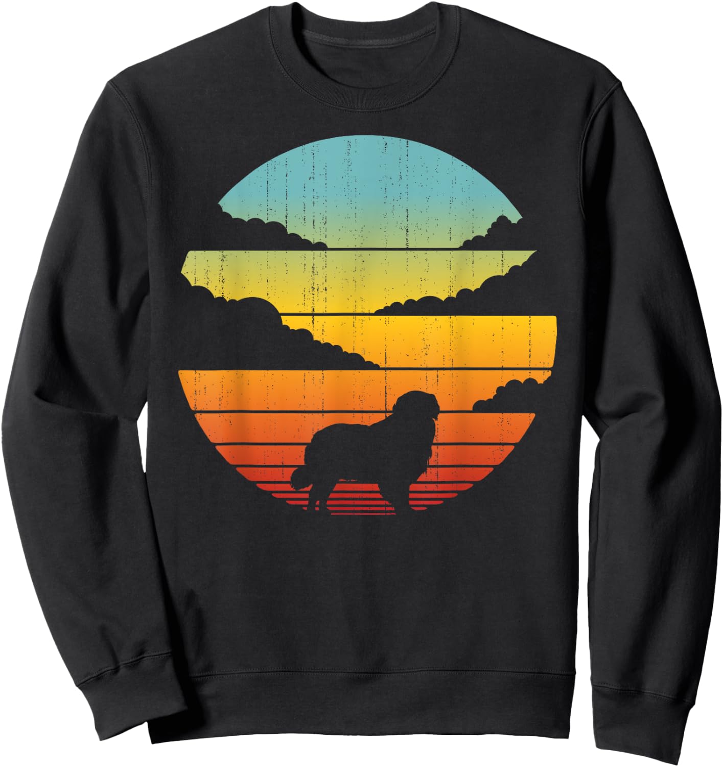Golden Retriever Retro Vintage 60s 70s Sunset Dog Lovers Men Sweatshirt - Sweatshirt | Black