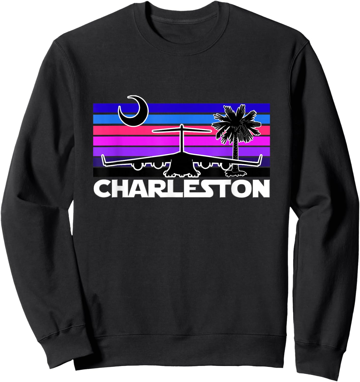 Charleston Straight Sunset Airlift Globemaster III Airplane Sweatshirt - Sweatshirt | Black
