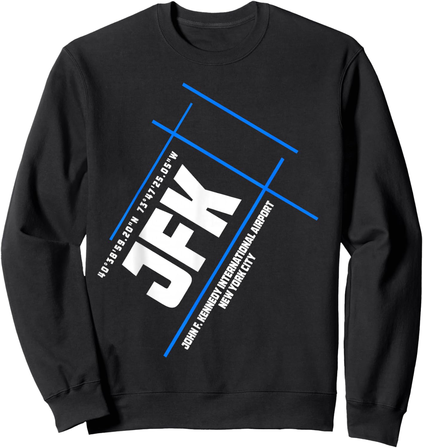 JFK John F. Kennedy International Airport Runway Layout Sweatshirt - Sweatshirt | Black