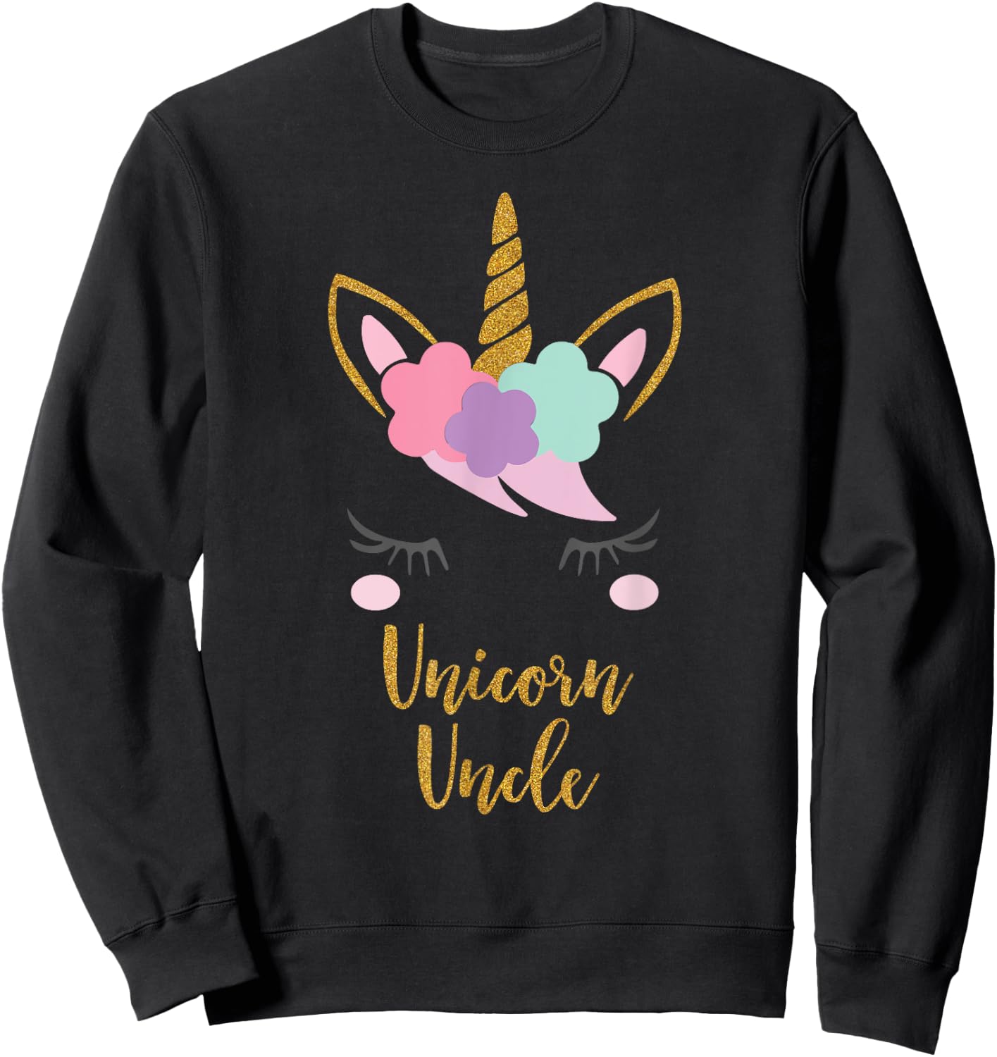 Unicorn Uncle Shirt, Uncle of the Birthday Girl Gift Sweatshirt - Sweatshirt | Black