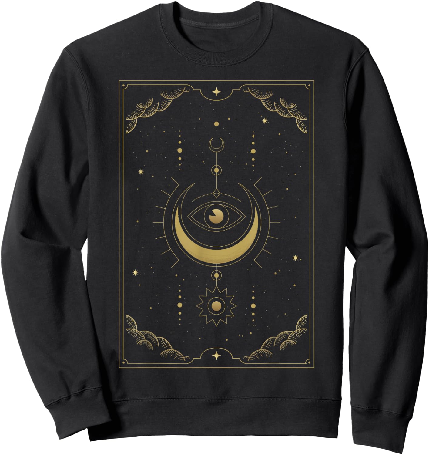 Moon Phases In Tarot Cards Golden Clouds Moon Circulation Sweatshirt - Sweatshirt | Black