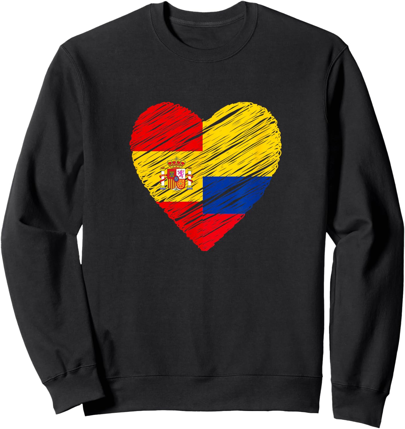 Colombia Spain Heart Spanish Flag Colombian Flag Love Heart Sweatshirt - Sweatshirt | Black