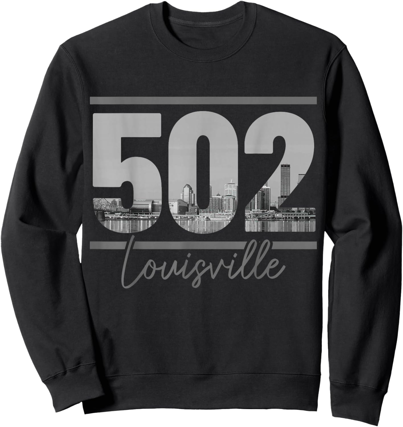 Louisville 502 Area Code Skyline Kentucky Pride Vintage Sweatshirt - Sweatshirt | Black