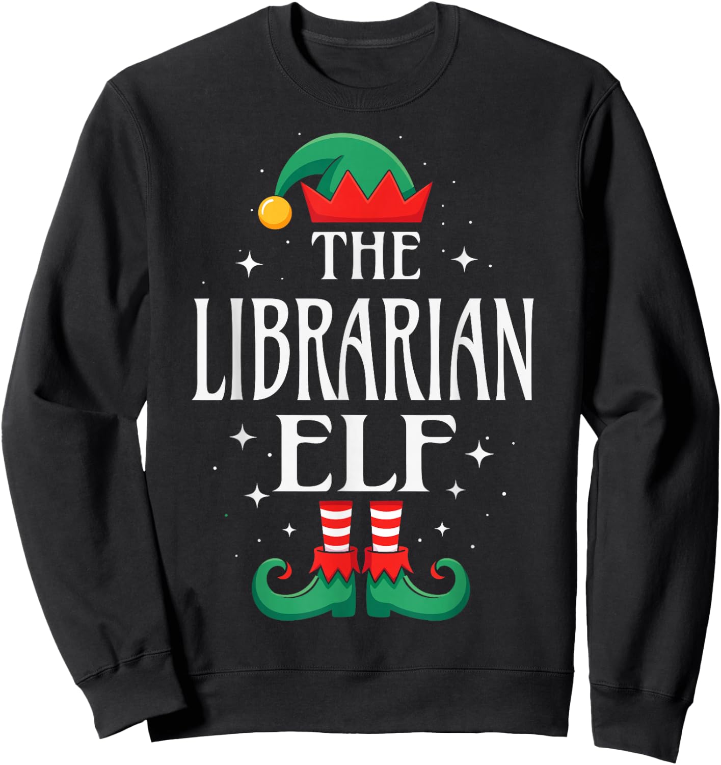 Librarian Elf Job Title Funny Christmas Matching Xmas Sweatshirt - Sweatshirt | Black