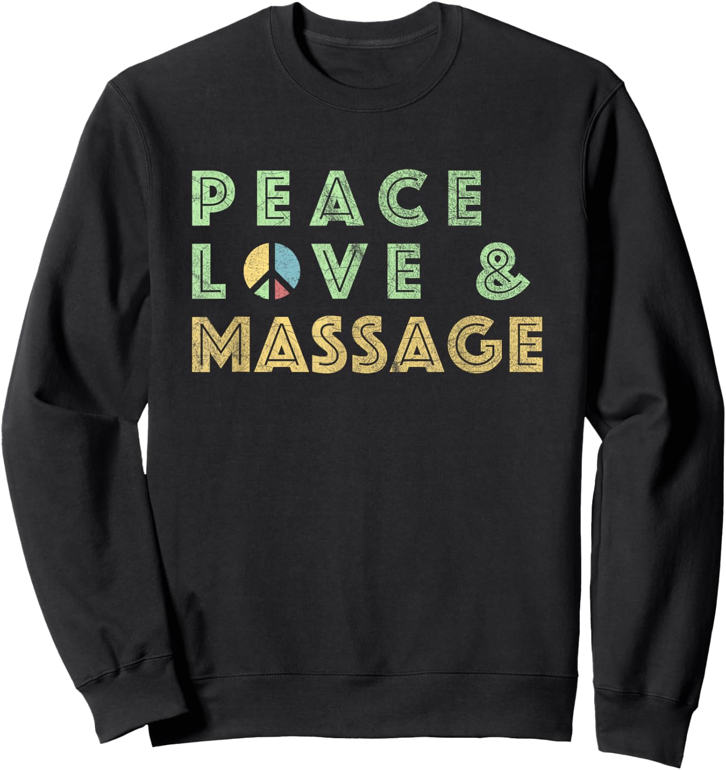 Peace Love Massage Gift - Massage Therapy Shirt - Grey, Small, -Adults, Short Sleeve, Classic Fit, Cotton Blend Sweatshirt - Sweatshirt | Black
