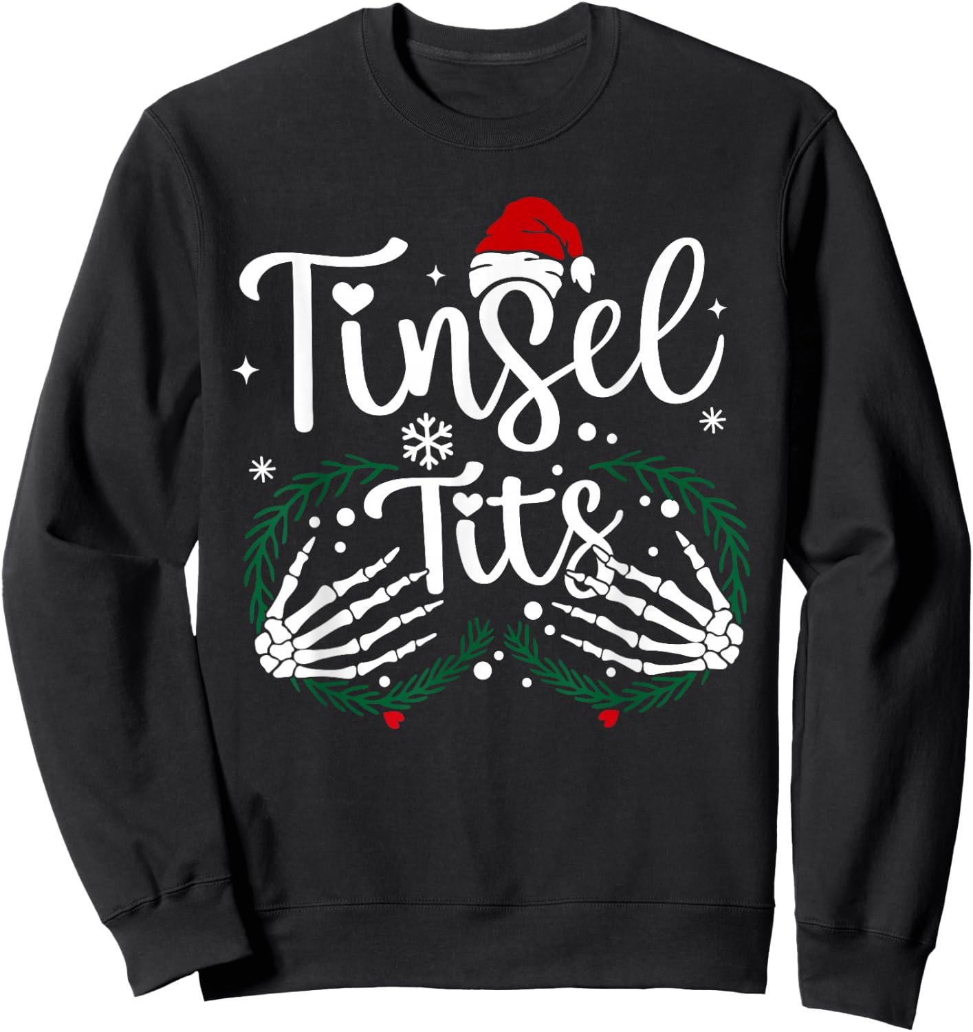 Tinsel Tits And Jingle Balls Funny Matching Christmas Couple Sweatshirt - Sweatshirt | Black