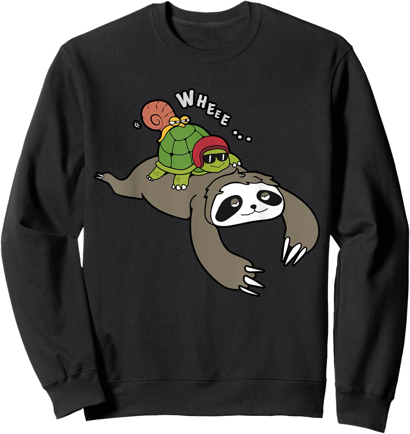 Sloth, Turtle And Snail Piggyback Take It Slow Shirt Sweatshirt - Sweatshirt | Black