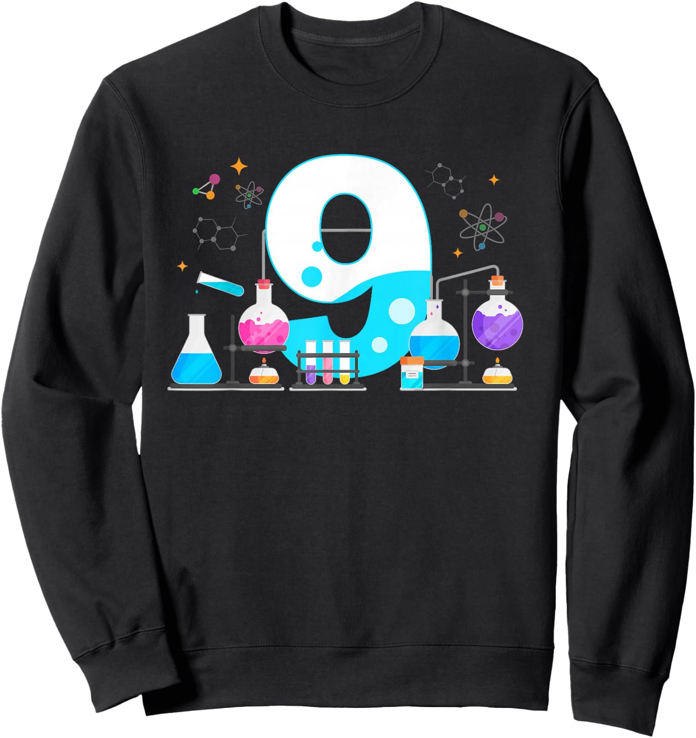 9 Year Old Kids Scientist 9th Birthday Kids Science Sweatshirt - Sweatshirt | Black