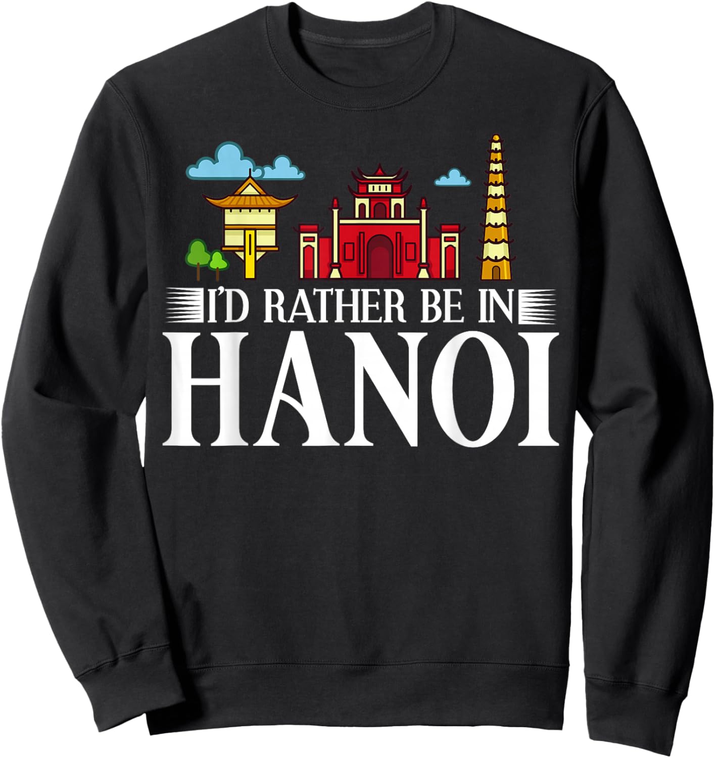 Hanoi Vietnam City Skyline Map Travel Sweatshirt - Sweatshirt | Black