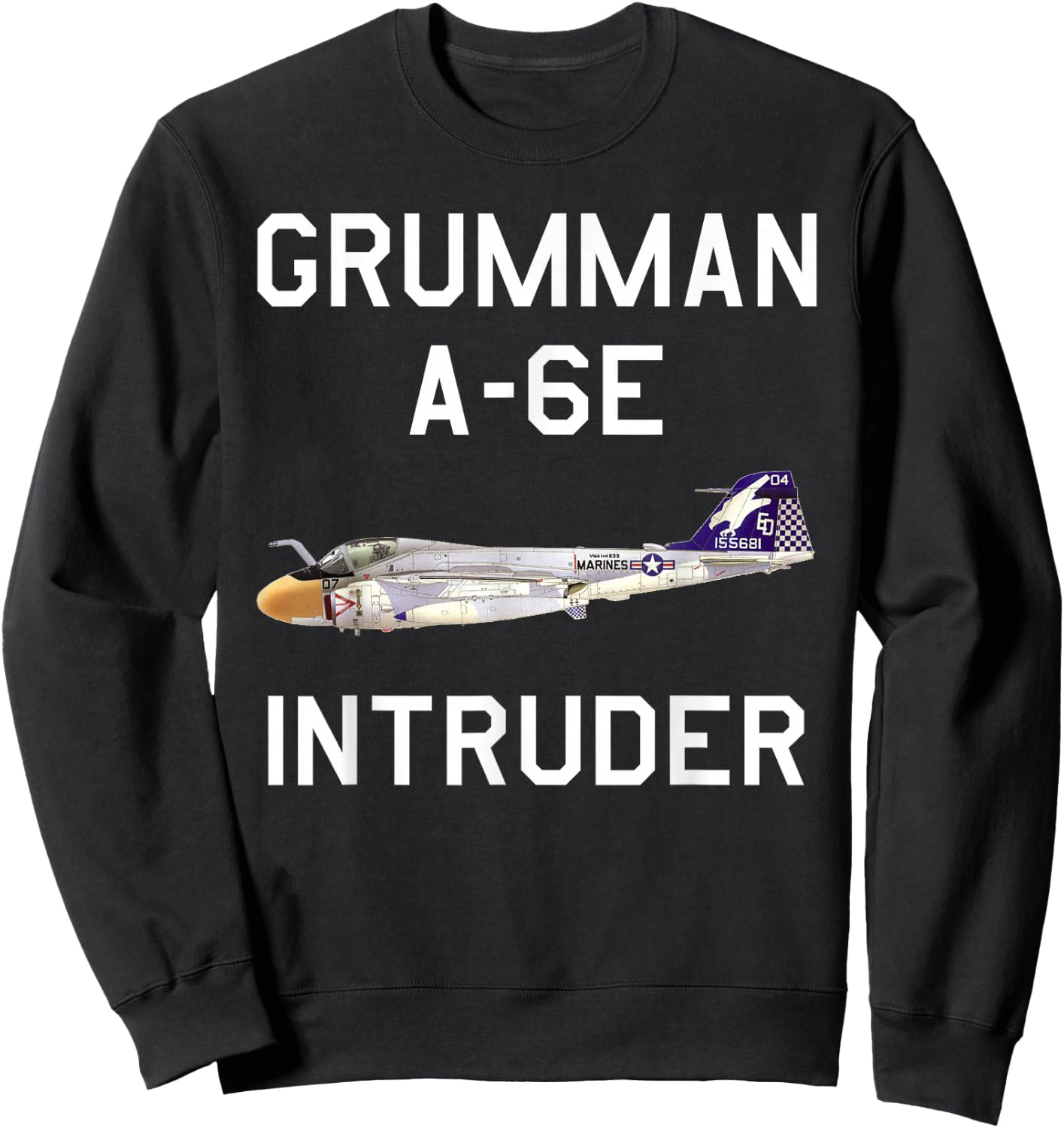 Grumman A-6E Intruder Vintage Aviation Gift Sweatshirt - Sweatshirt | Black