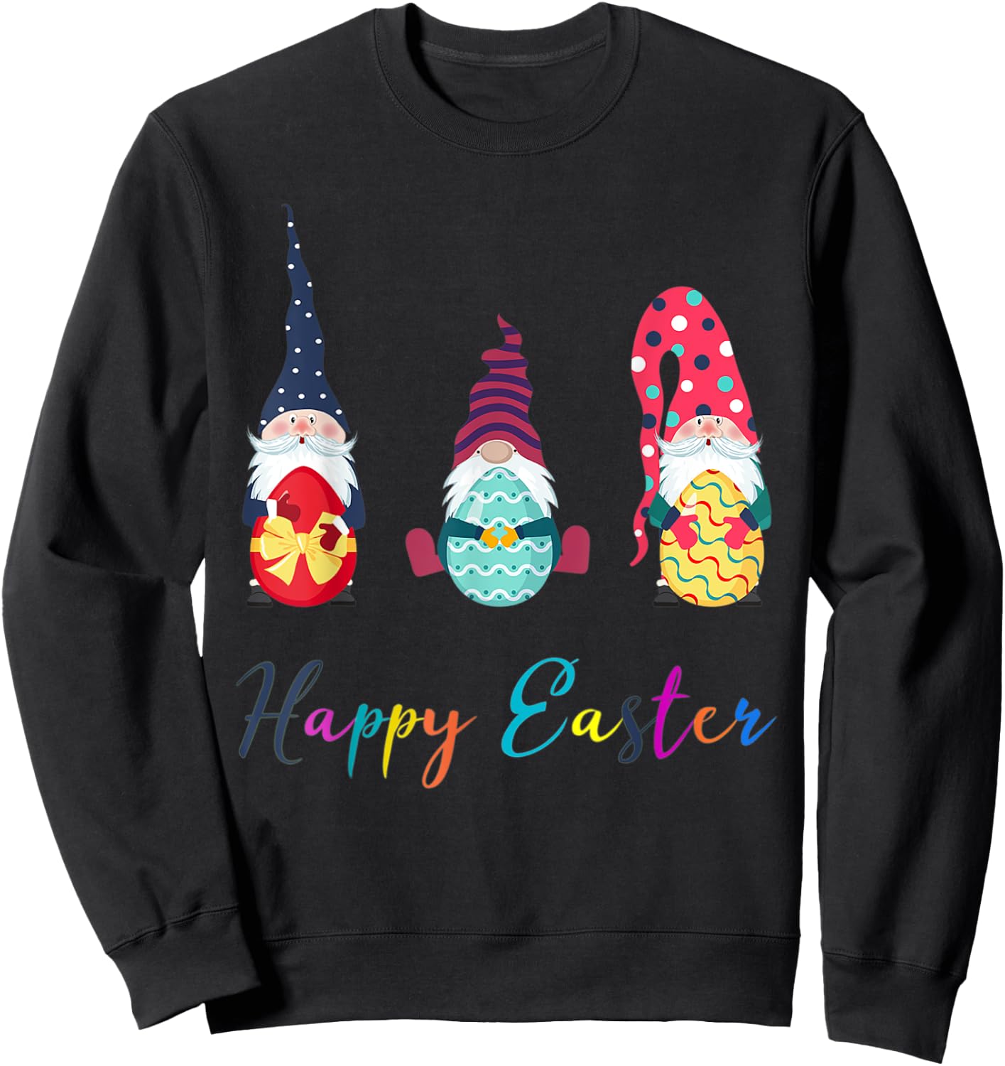 Bunny Egg Spring Girls Cute Gnome Easter Day Sweatshirt - Sweatshirt | Black