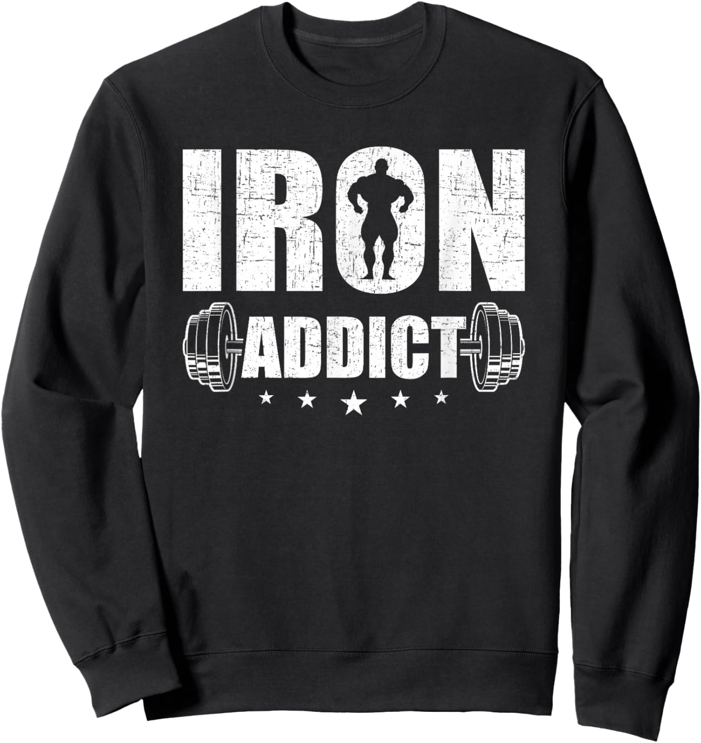 Bodybuilding Weightlifting Workout Gift Co. Iron Addict - Men's Black Cotton Blend Short Sleeve Classic Fit - Workout & Exercise and Fitness - Size Small Sweatshirt - Sweatshirt | Black