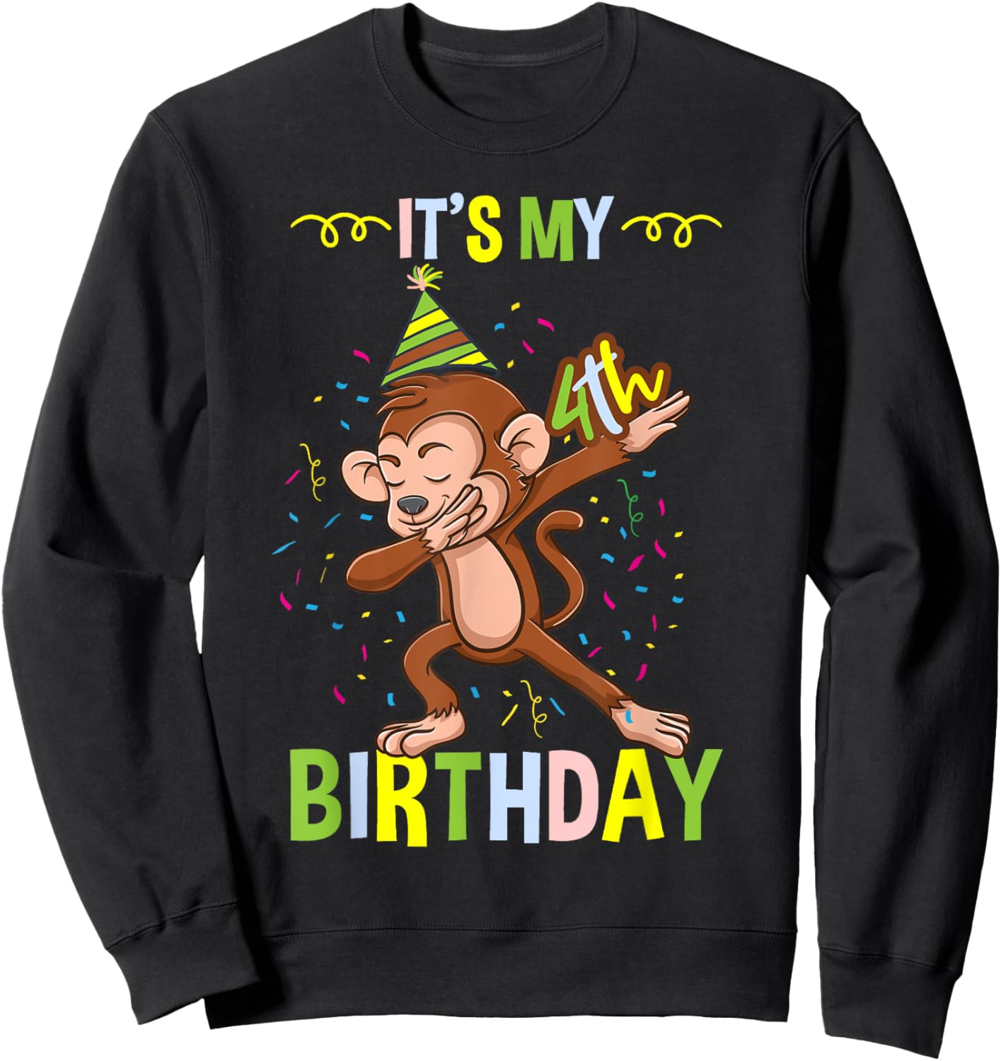 Its My 4th Birthday Monkey Sweatshirt - Sweatshirt | Black
