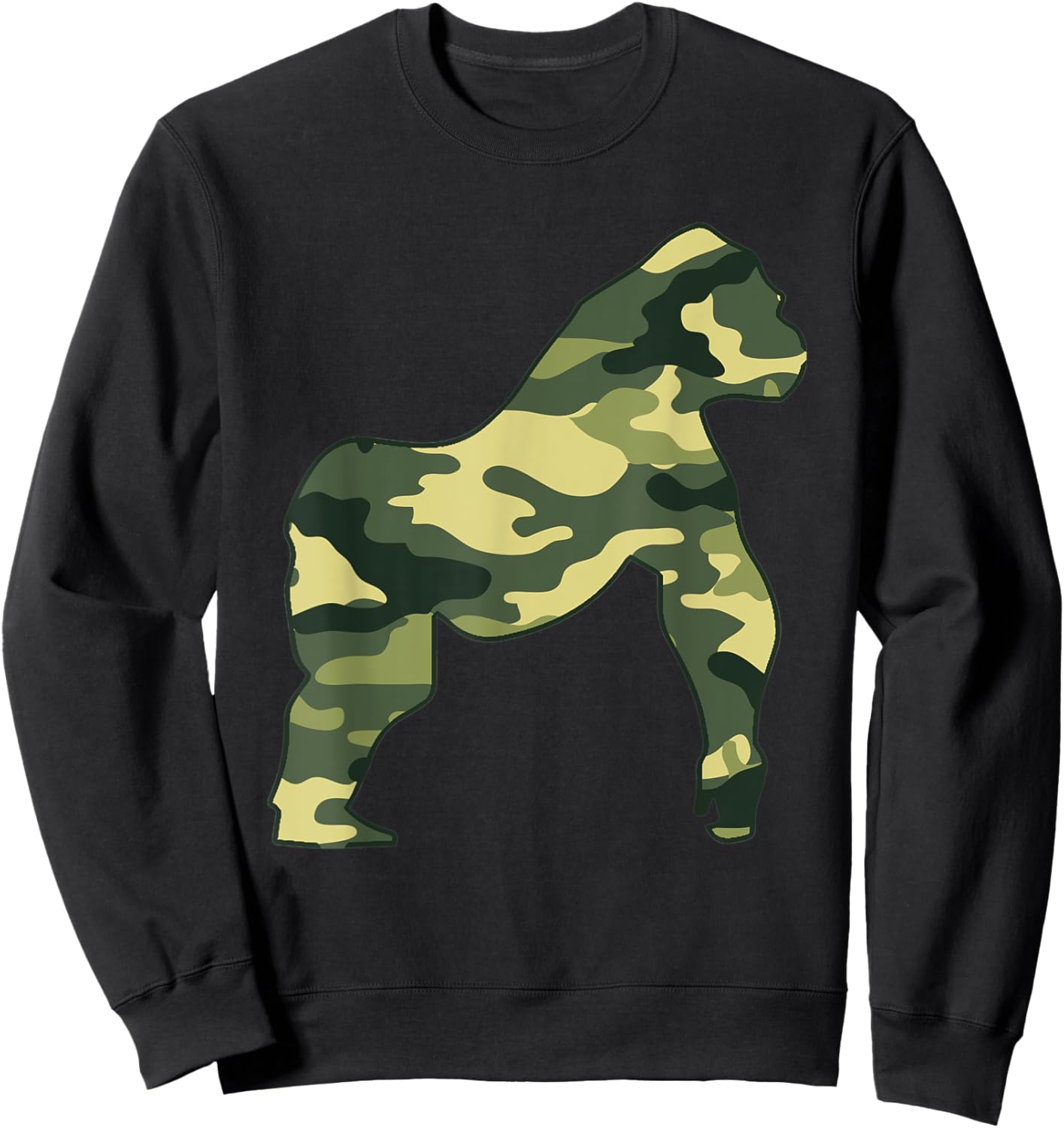 Military Gorilla Camo Men Print US Ape Animal Veteran Gift Sweatshirt - Sweatshirt | Black