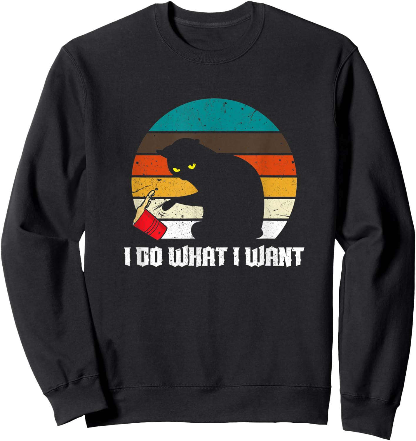 I Do What I Want Black Owner Cat Vintage Pet design design Women Sweatshirt - Sweatshirt | Black