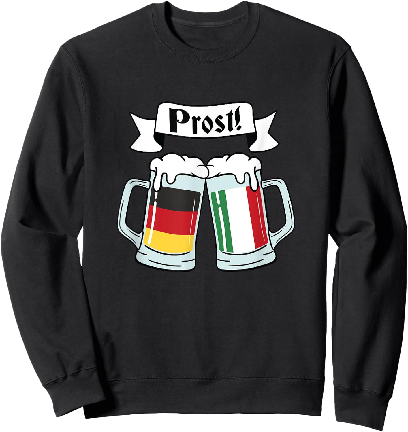 Funny Beer, Prost - Italy Germany Flag Sweatshirt - Sweatshirt | Black