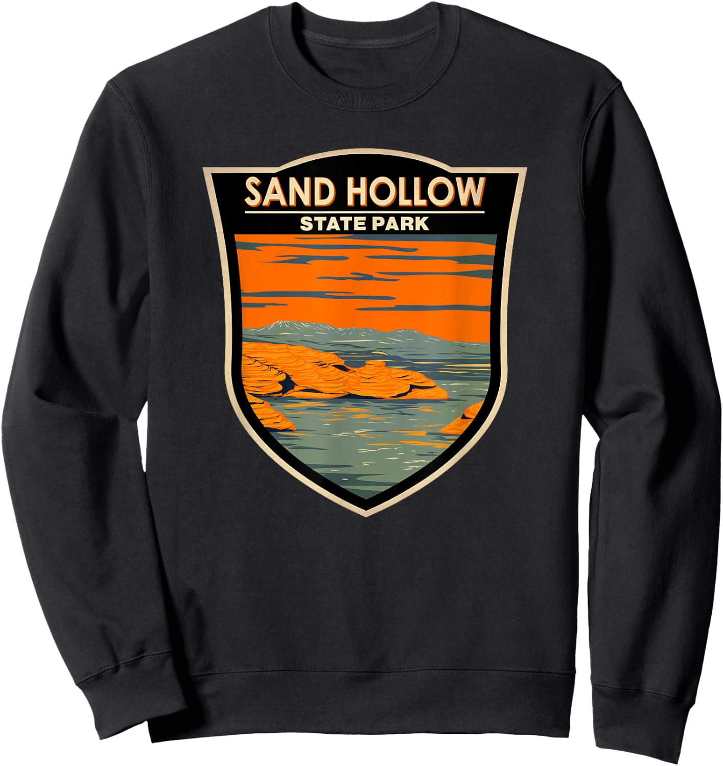 Sand Hollow State Park Utah Badge Vintage Sweatshirt - Sweatshirt | Black