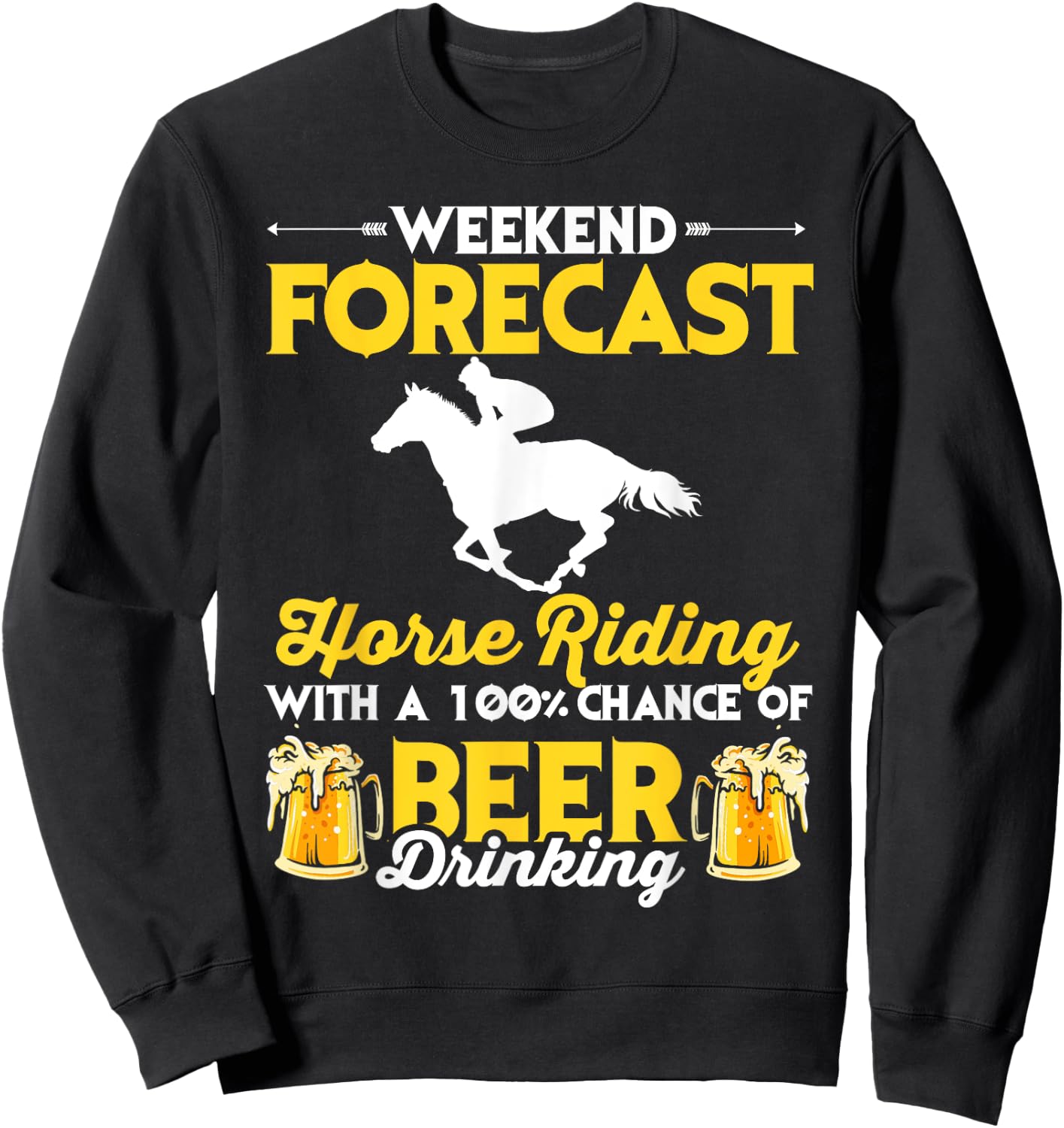Funny Horse and Beer Lover Graphic and Men Horse Sweatshirt - Sweatshirt | Black