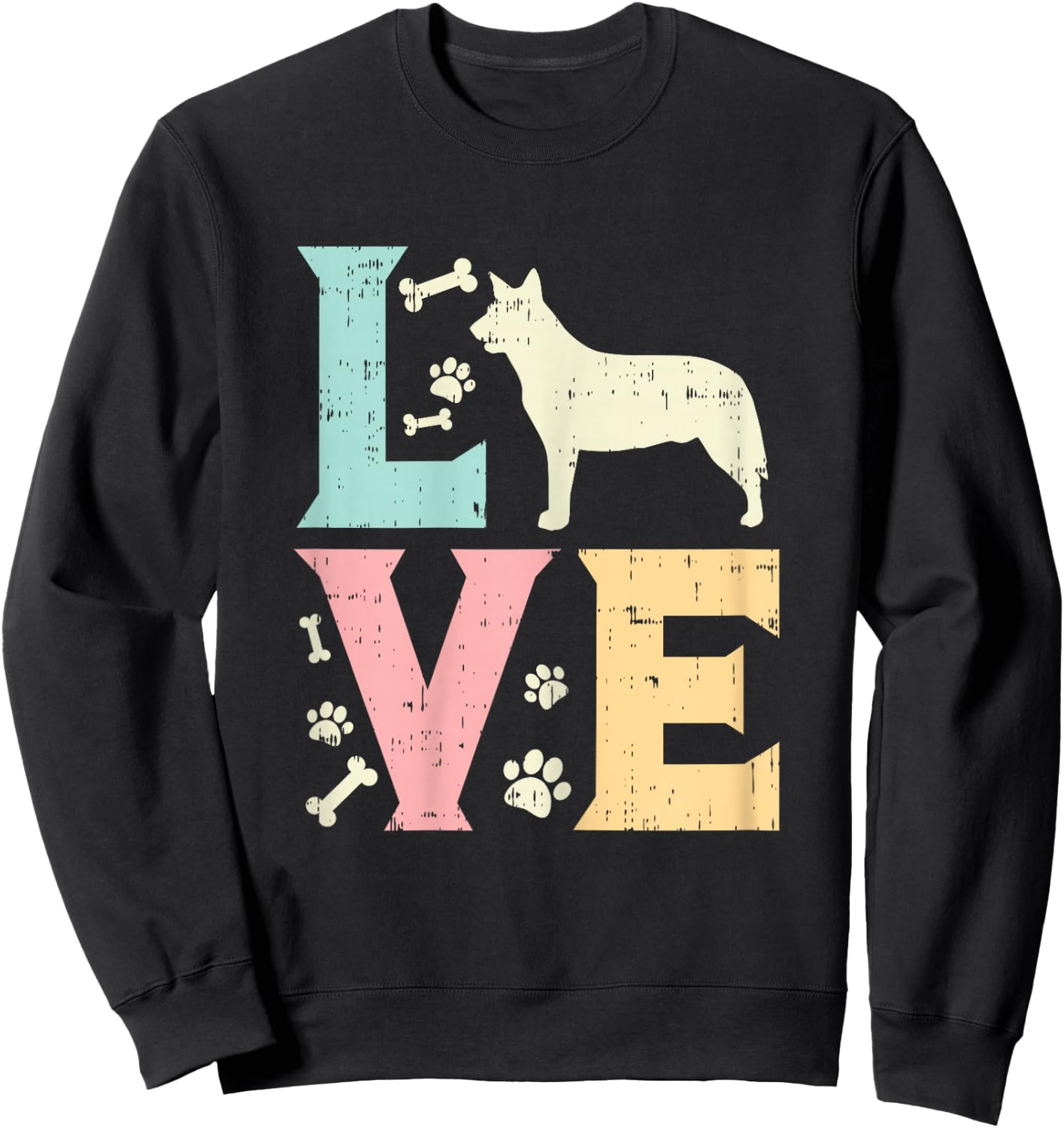 Love Heeler Animal Pet Blue Red Cattle Dog Girls Women Gift Sweatshirt - Sweatshirt | Black