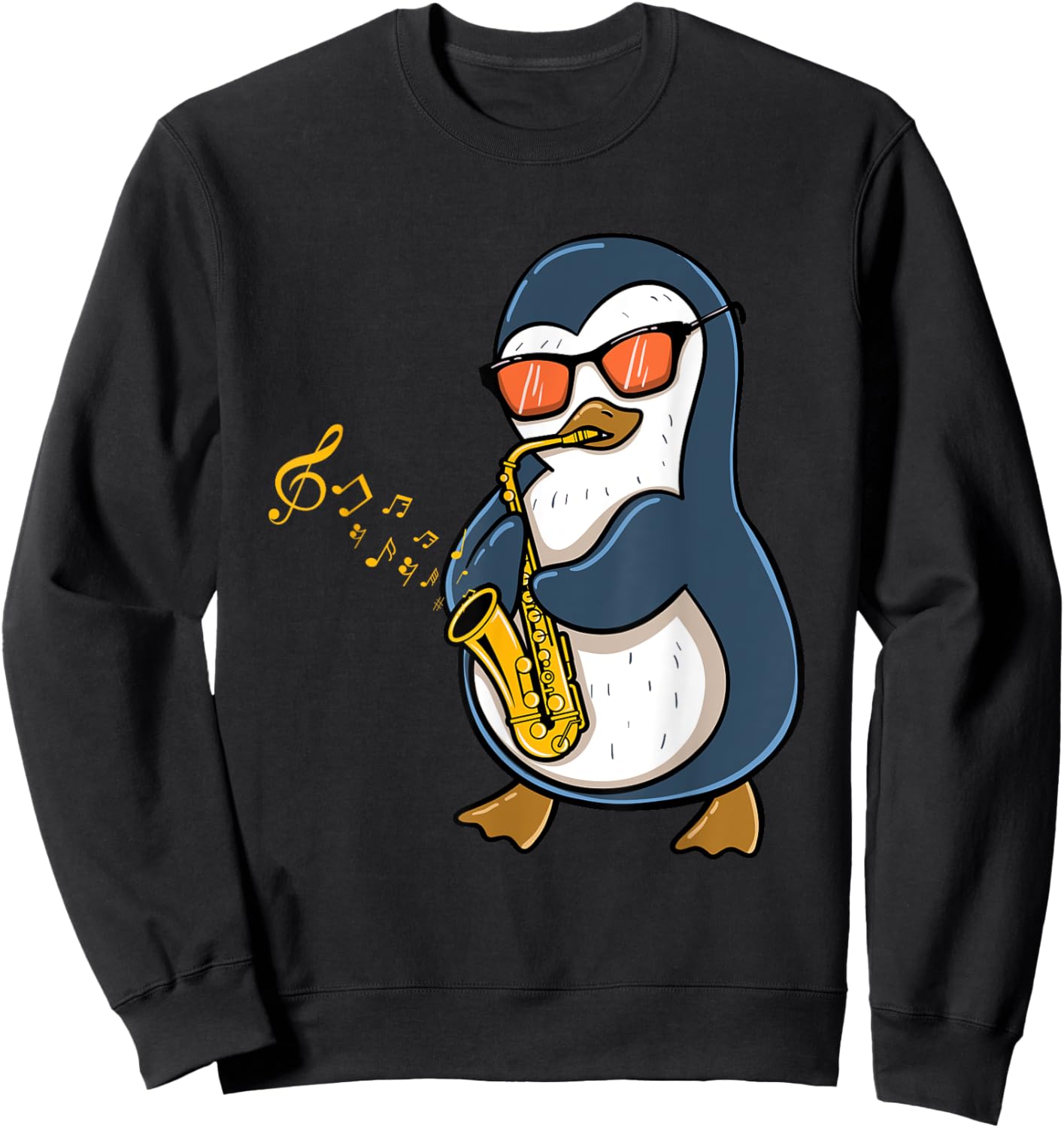 Penguin Playing Saxophone Sweatshirt - Sweatshirt | Black