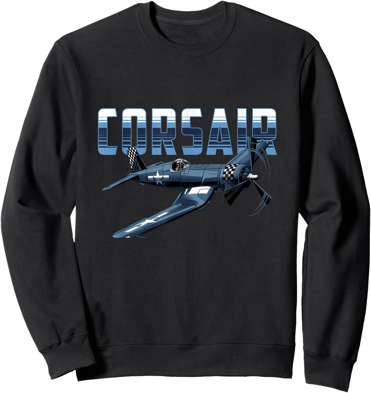 USA Military Warbird Airplane Corsair Classic Airplane Sweatshirt - Sweatshirt | Black