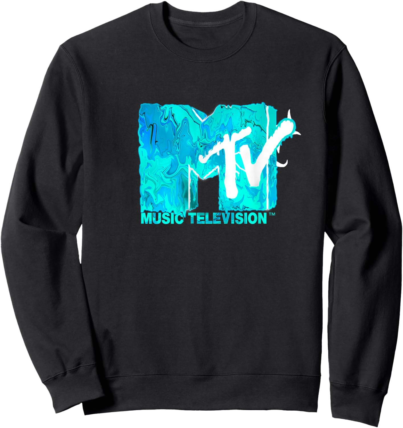 Mademark x MTV - The official MTV Logo in green blue liquid flow style Sweatshirt - Sweatshirt | Black