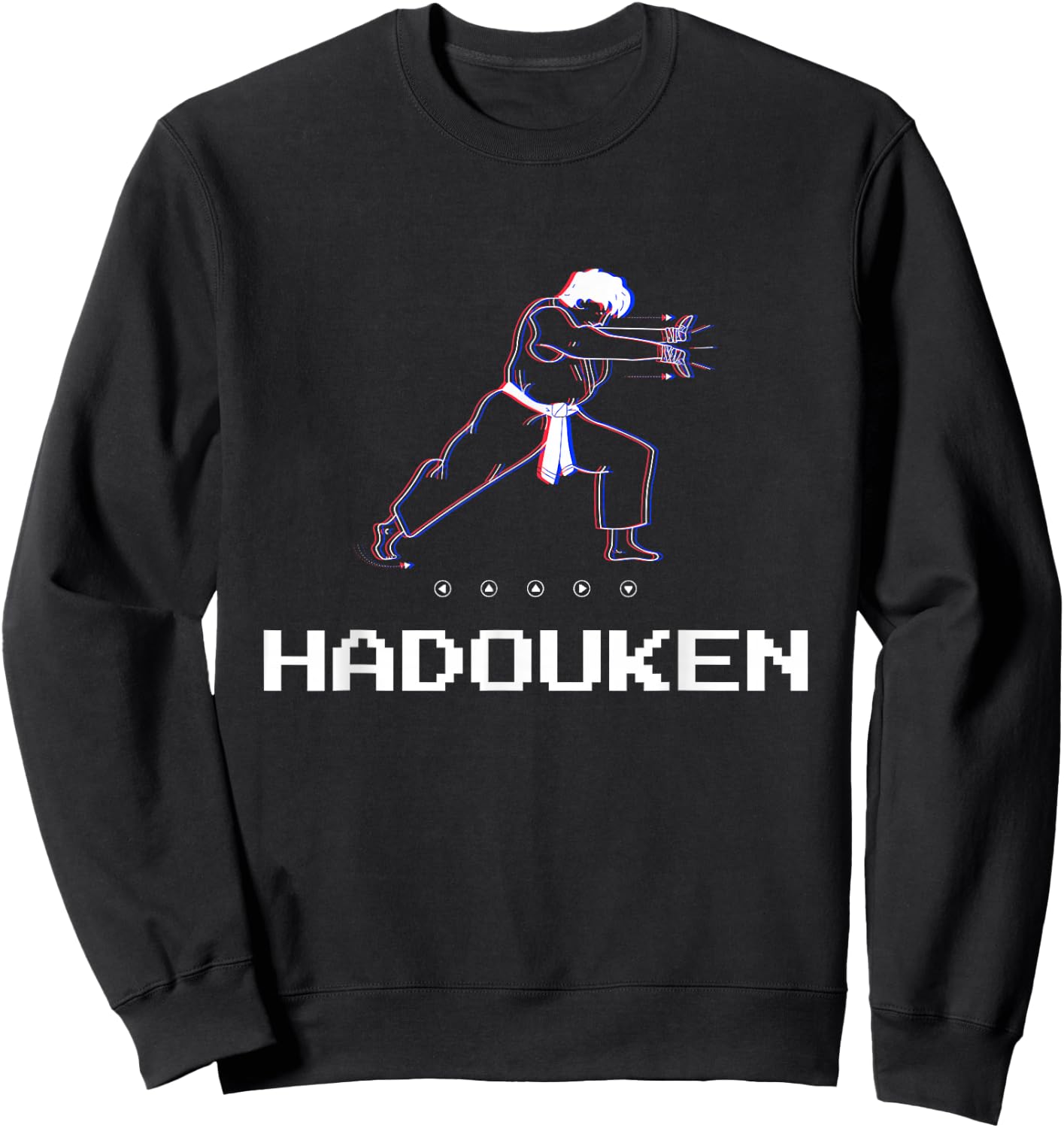 Retro Pixel Gamer Player Fighting Hadouken Sweatshirt - Sweatshirt | Black