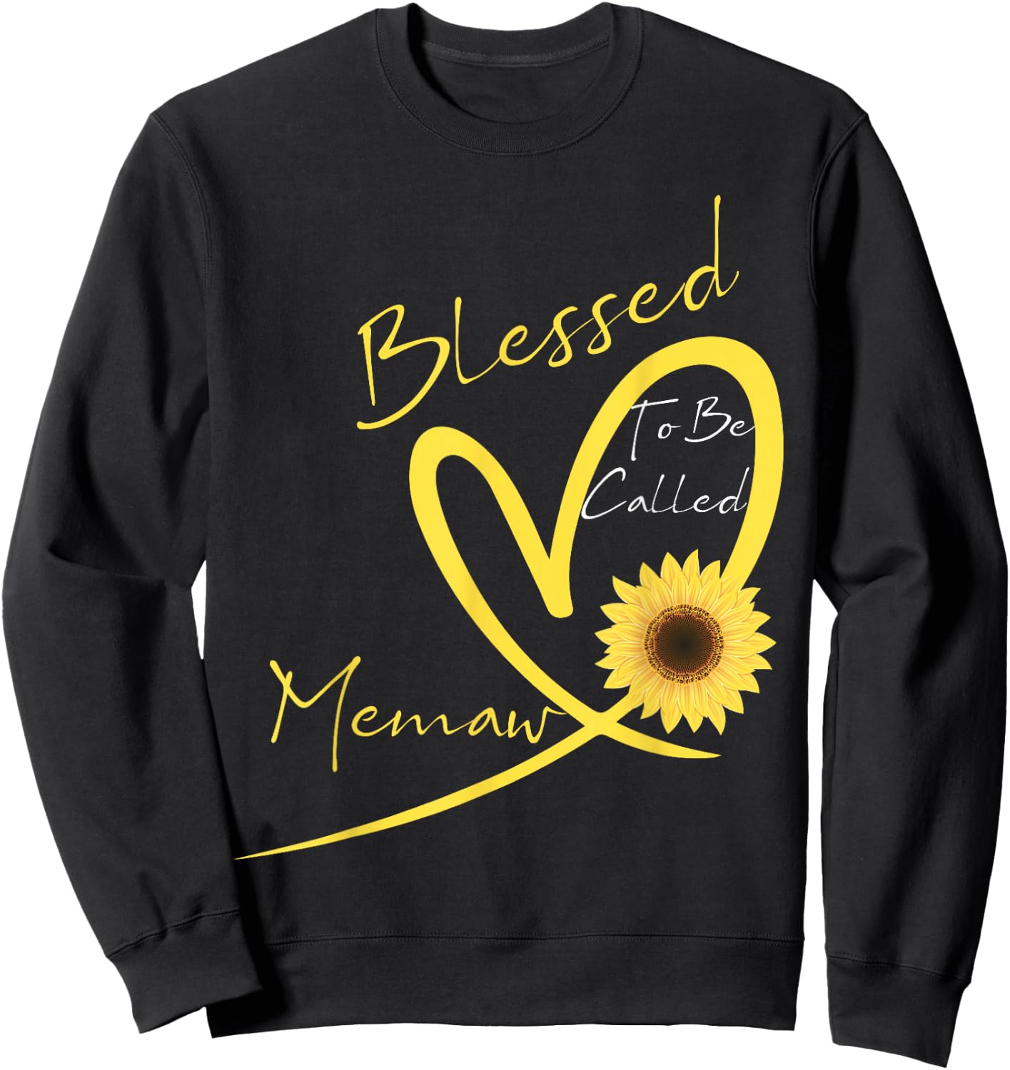 Blessed to Be Called Memaw Sunflower Heart Sweatshirt - Sweatshirt | Black