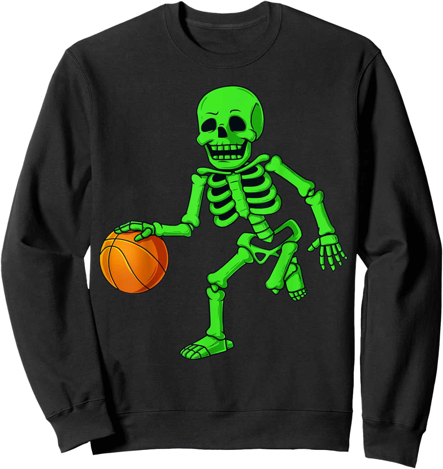 Halloween Skeleton Dribbling Basketball Boys Girls Kids Sweatshirt - Sweatshirt | Black