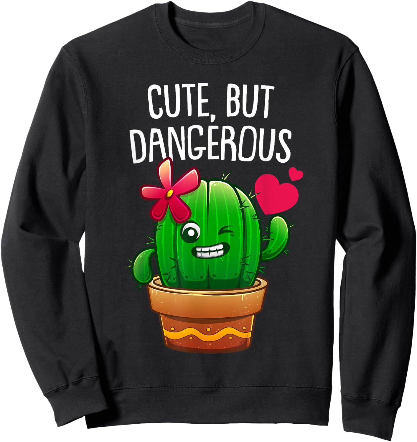 Cute Cactus Gift Girls Plant Lovers Funny Cacti Sweatshirt - Sweatshirt | Black