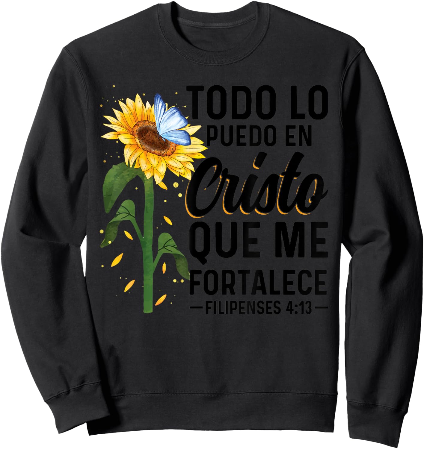 Camisetas Cristianas En Espanol Frase Biblia Filipenses 14 3 Sweatshirt - Sweatshirt | Black
