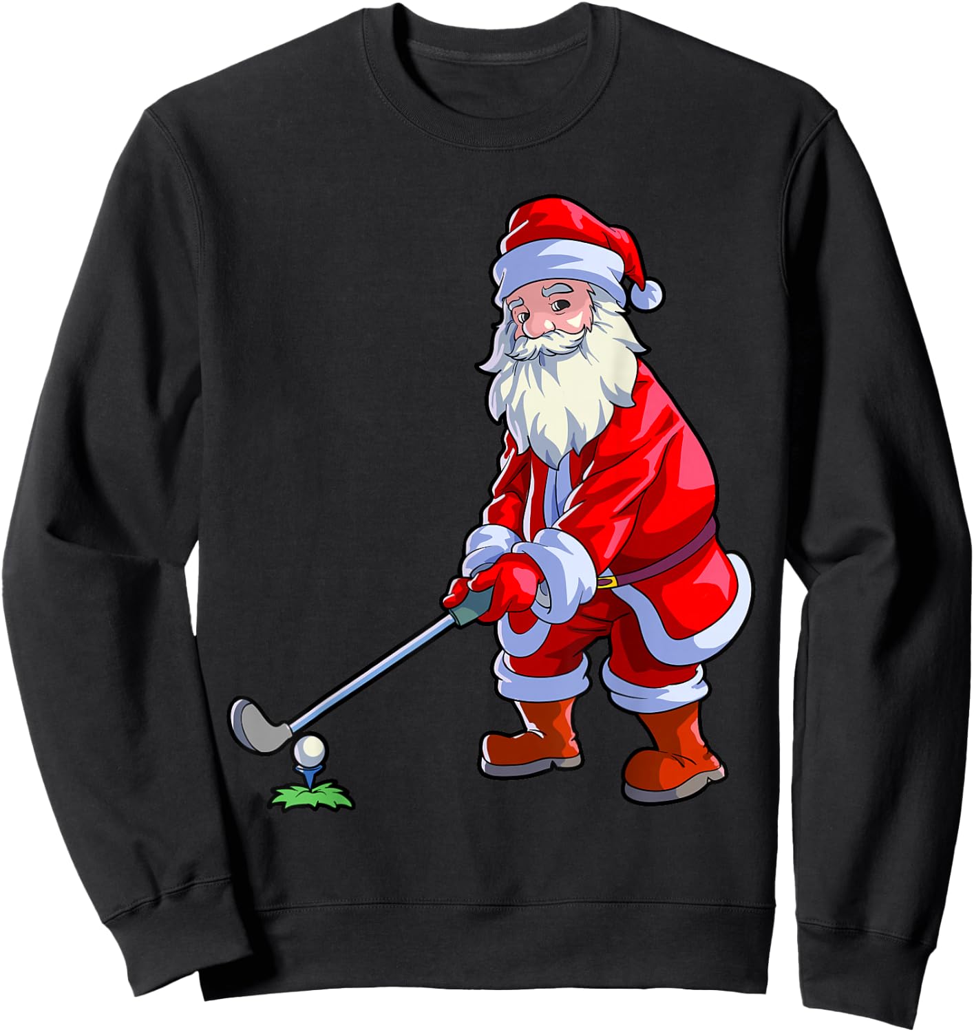 Golf Lover Christmas Shirt Men Golf Club Golfing Santa Claus Sweatshirt - Sweatshirt | Black