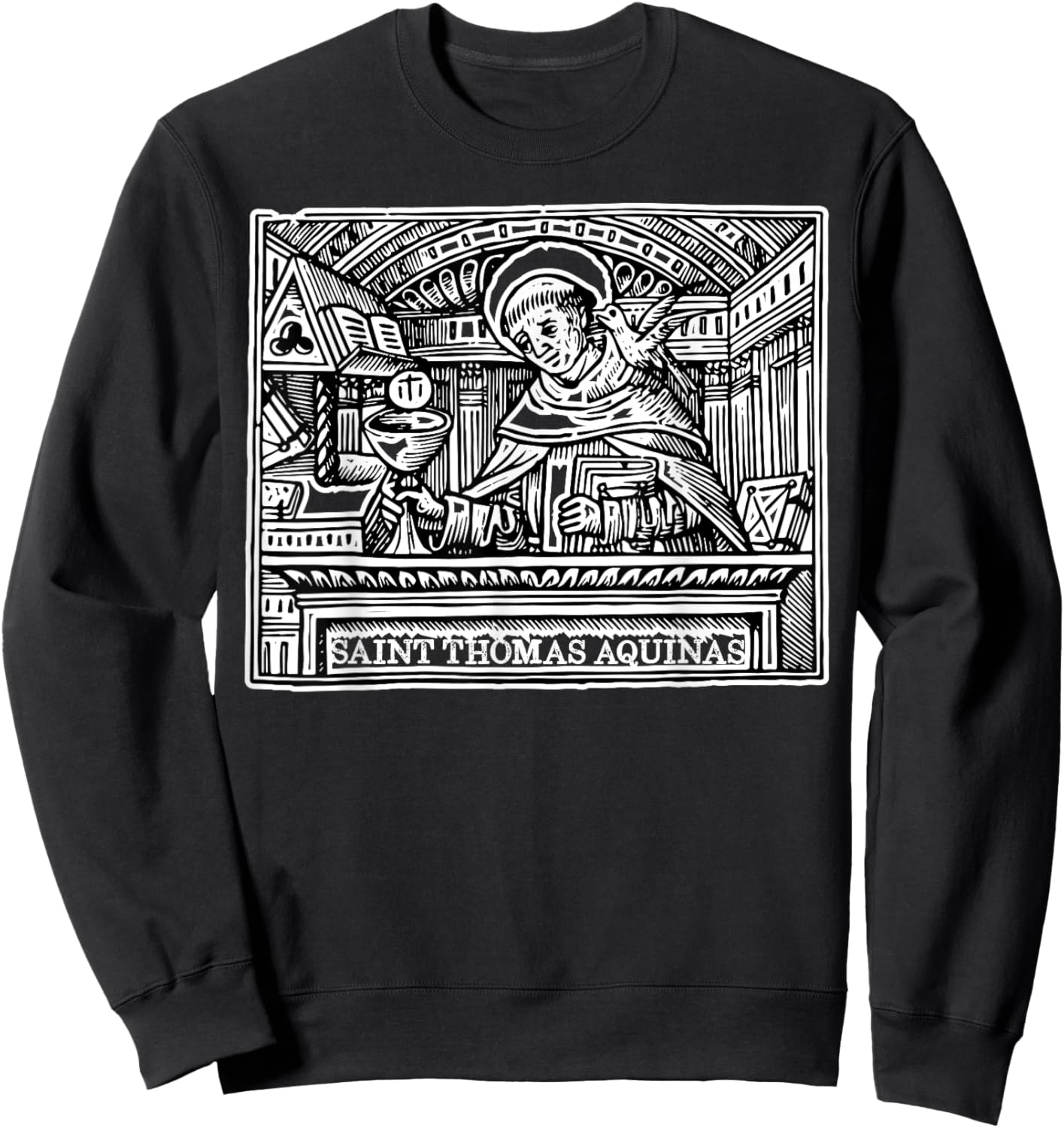 St Thomas Aquinas Catholic Saint Patron Saint Students Art Sweatshirt - Sweatshirt | Black