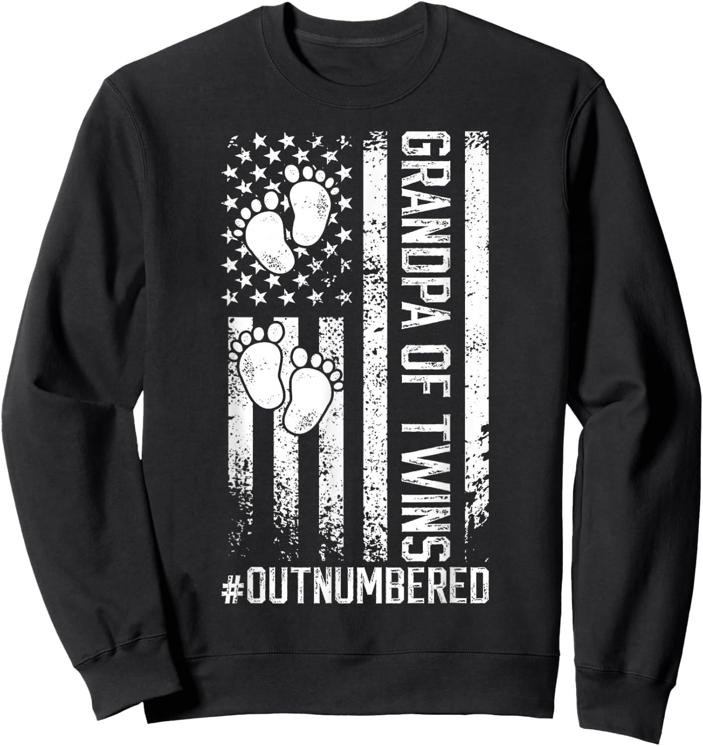Twin Grandpa Of Twins Outnumbered Twin Grandfather Sweatshirt - Sweatshirt | Black