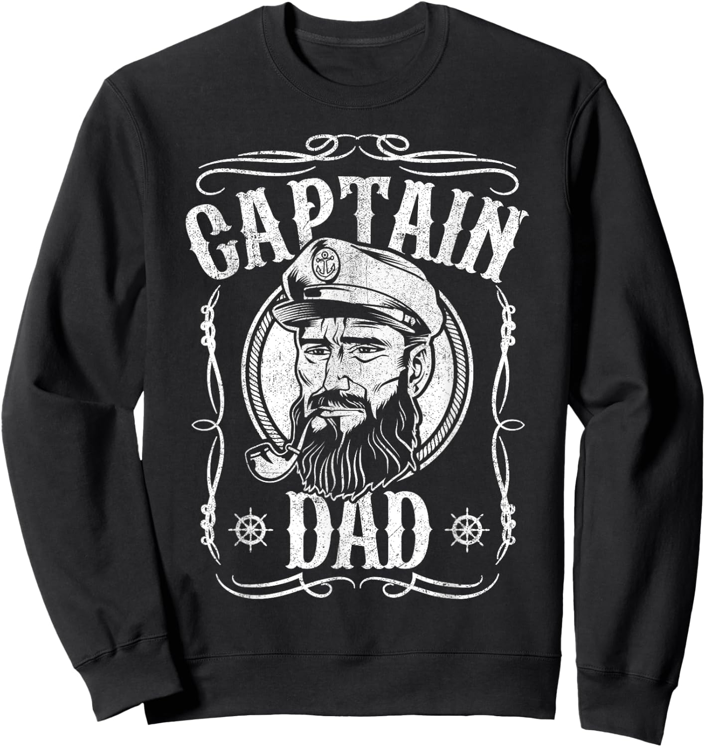Funny Captain Dad Motor Boat Sailing Sailor Fathers Day Gift Sweatshirt - Sweatshirt | Black
