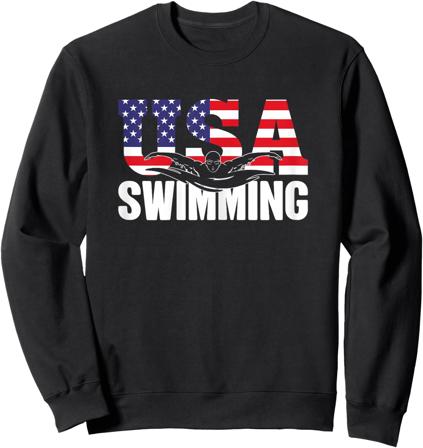 Swimming - US American Flag - Water, Swimmer & Swim Sweatshirt - Sweatshirt | Black