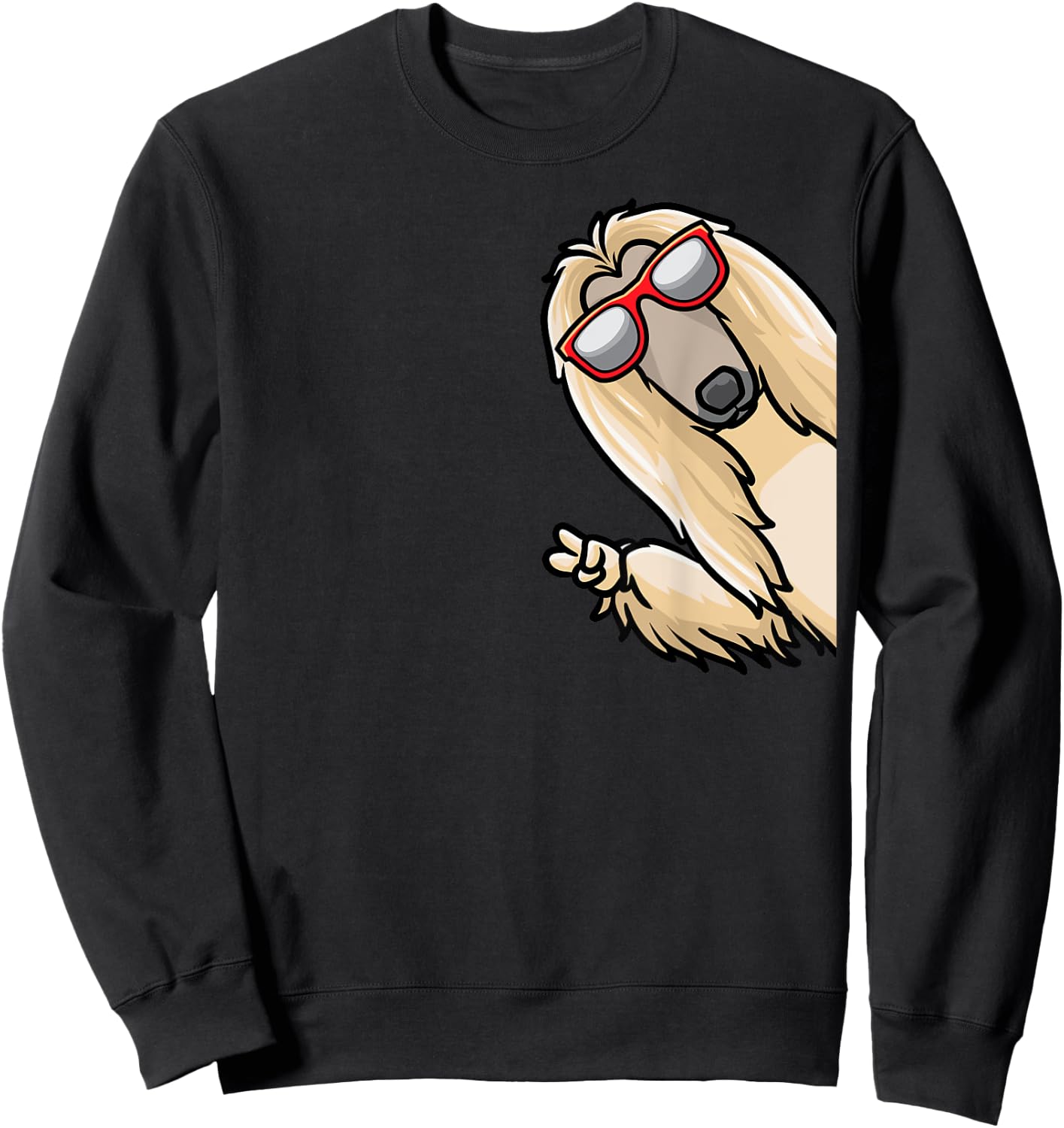 Afghan Hound From Side With Sunglasses Sweatshirt - Sweatshirt | Black