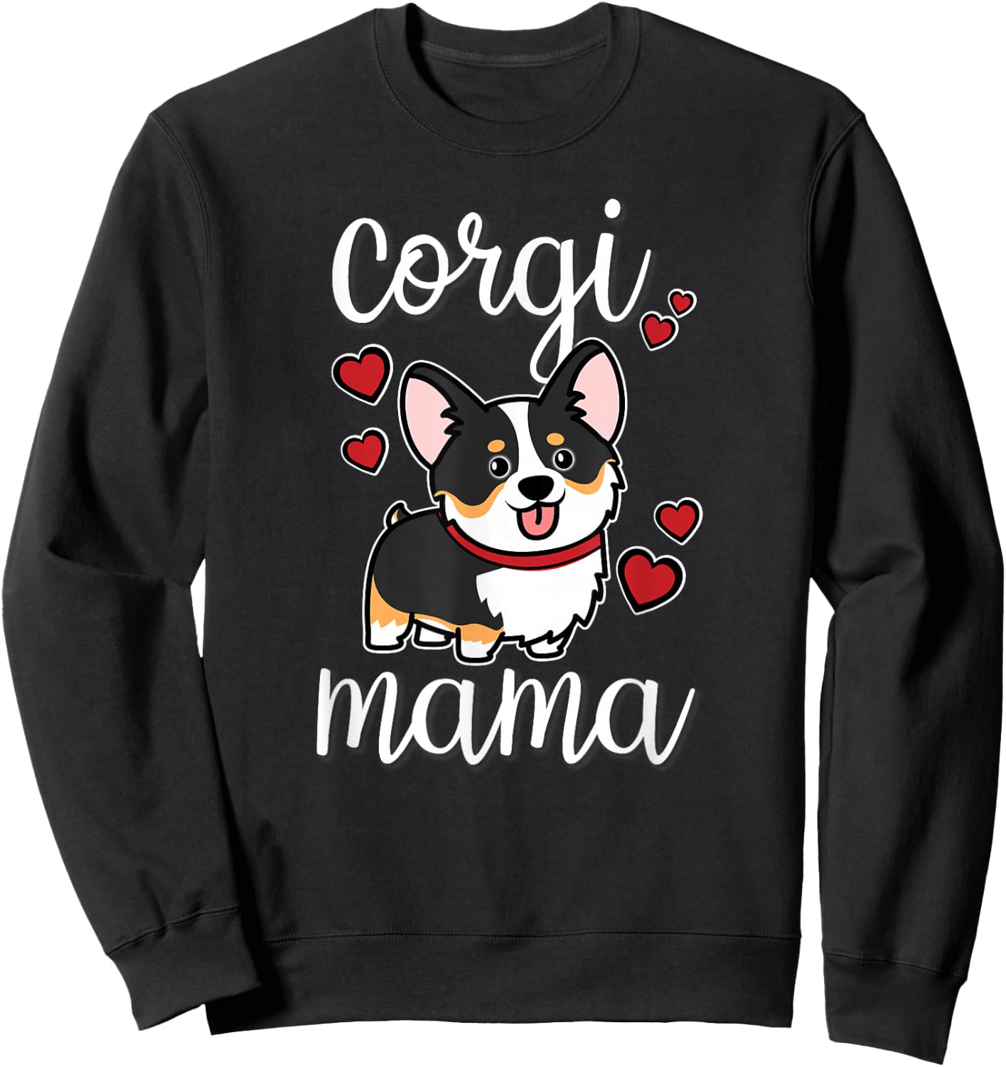 Funny Kawaii Mama Mom Black Tricolor Corgi Lover Sweatshirt - Sweatshirt | Black