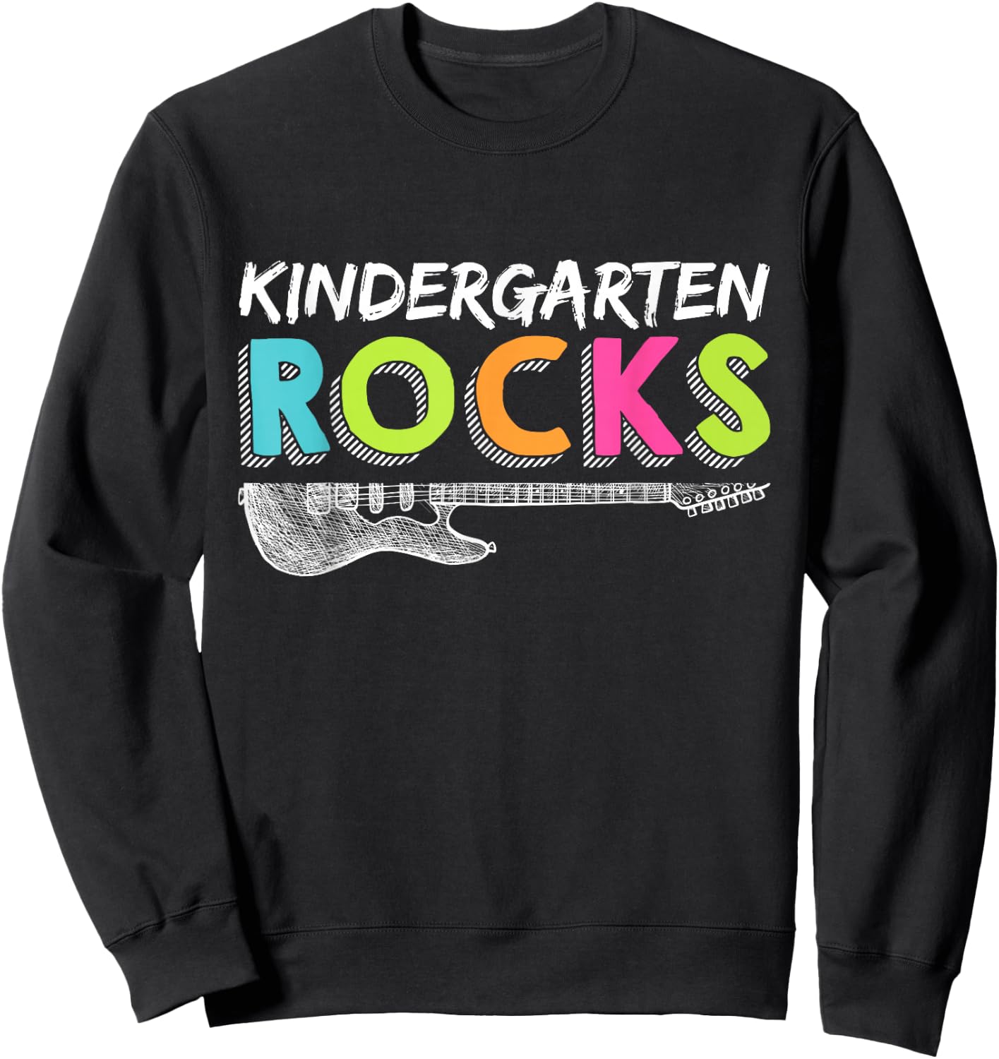 Kindergarten Rocks With Guitar Back To School Teacher Sweatshirt - Sweatshirt | Black
